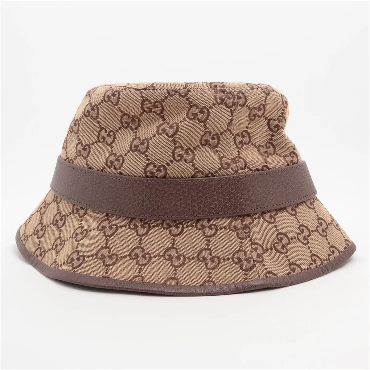 576587 GG Canvas Bucket Hat, Size L, Cotton x Polyester, Beige. Shows signs of wear, — view 3