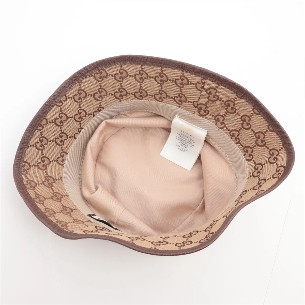 576587 GG Canvas Bucket Hat, Size L, Cotton x Polyester, Beige. Shows signs of wear, — view 4