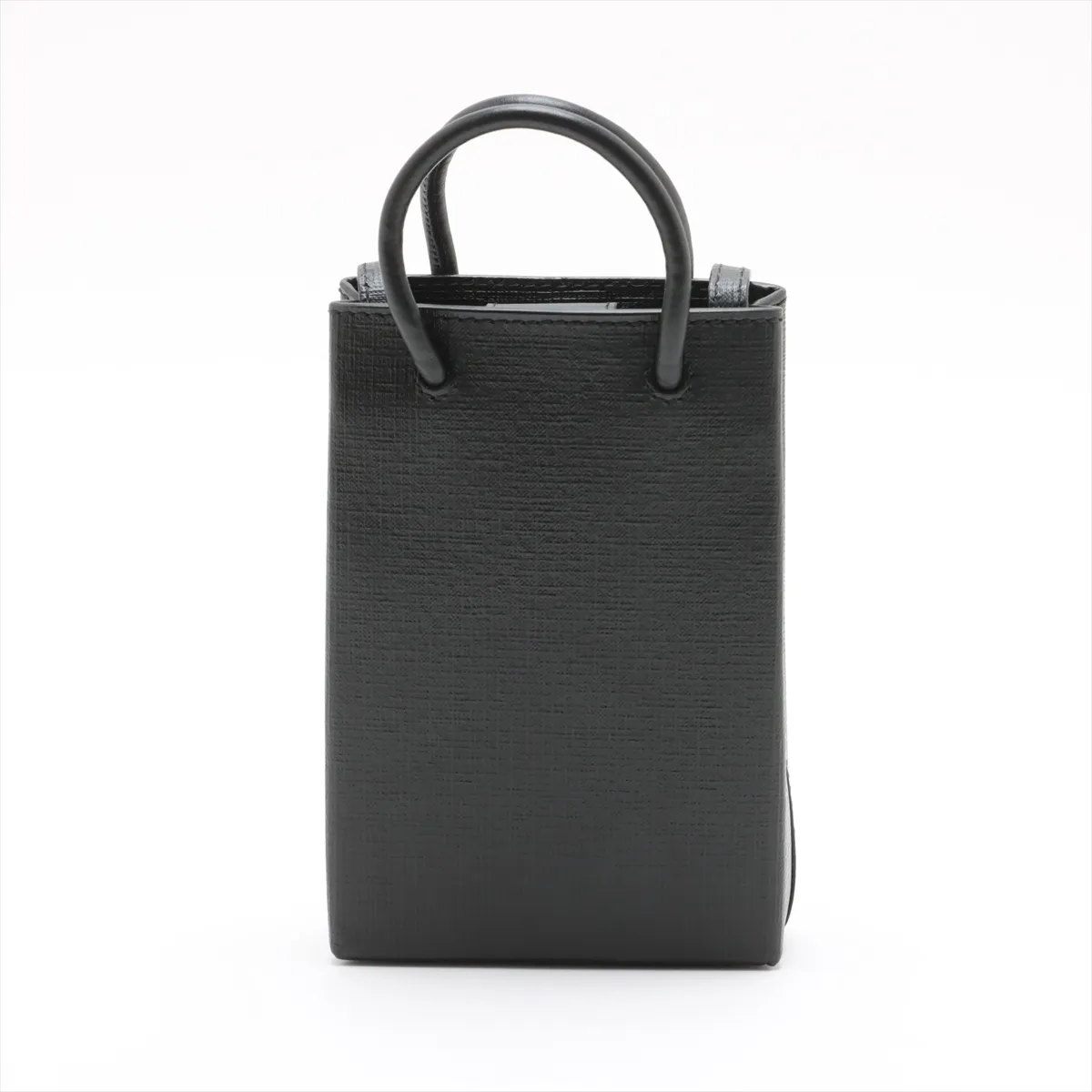 Shopping Phone Holder Leather 2WAY Handbag Black 593826 — view 2