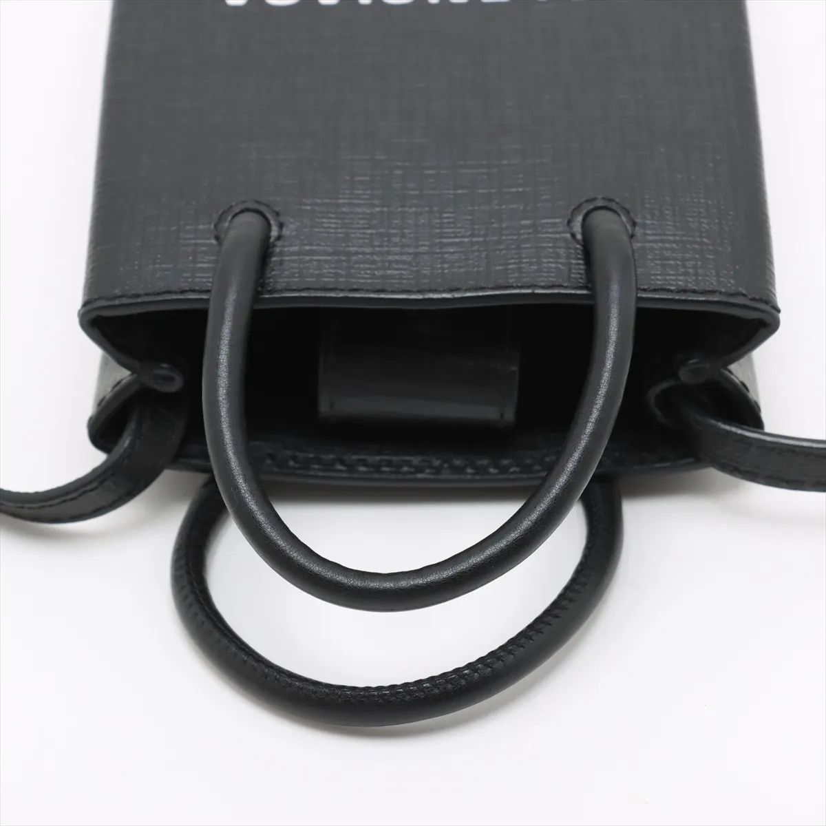 Shopping Phone Holder Leather 2WAY Handbag Black 593826 — view 5