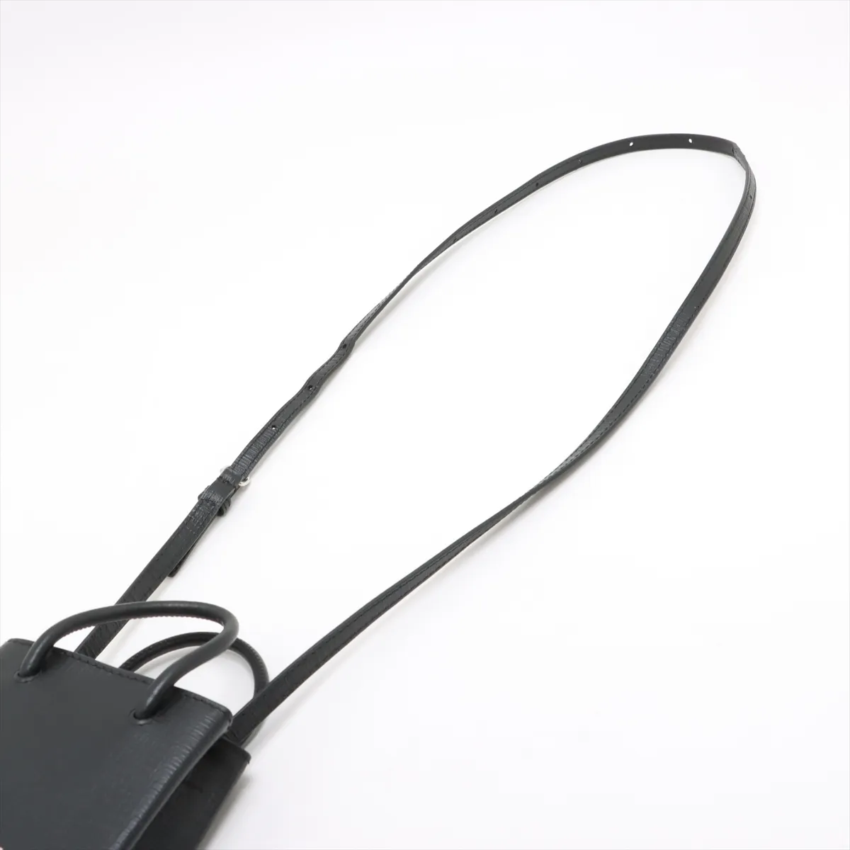 Shopping Phone Holder Leather 2WAY Handbag Black 593826 — view 7