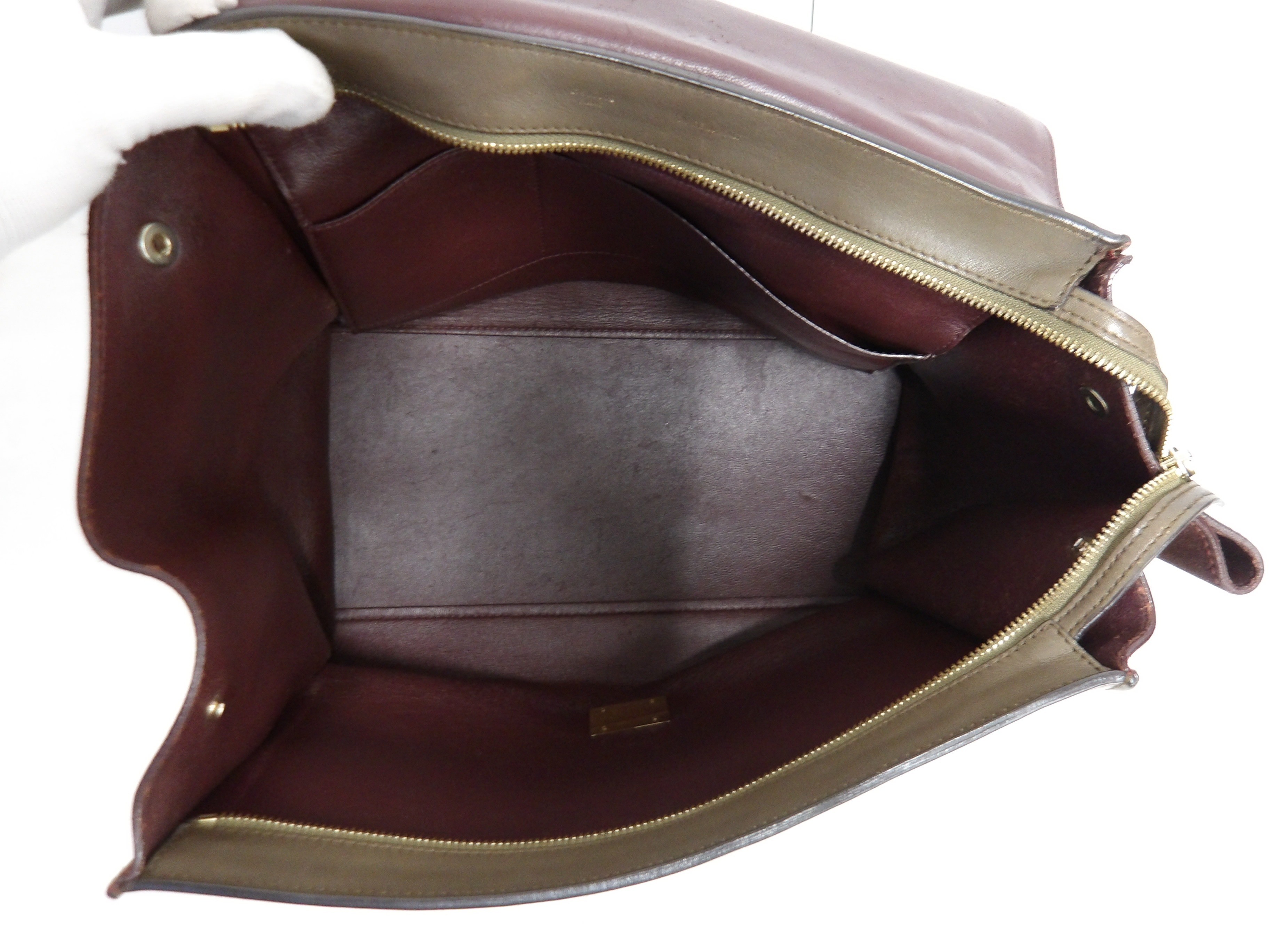 Trapeze handbag with strap, 2-way bag, gold hardware. — view 5
