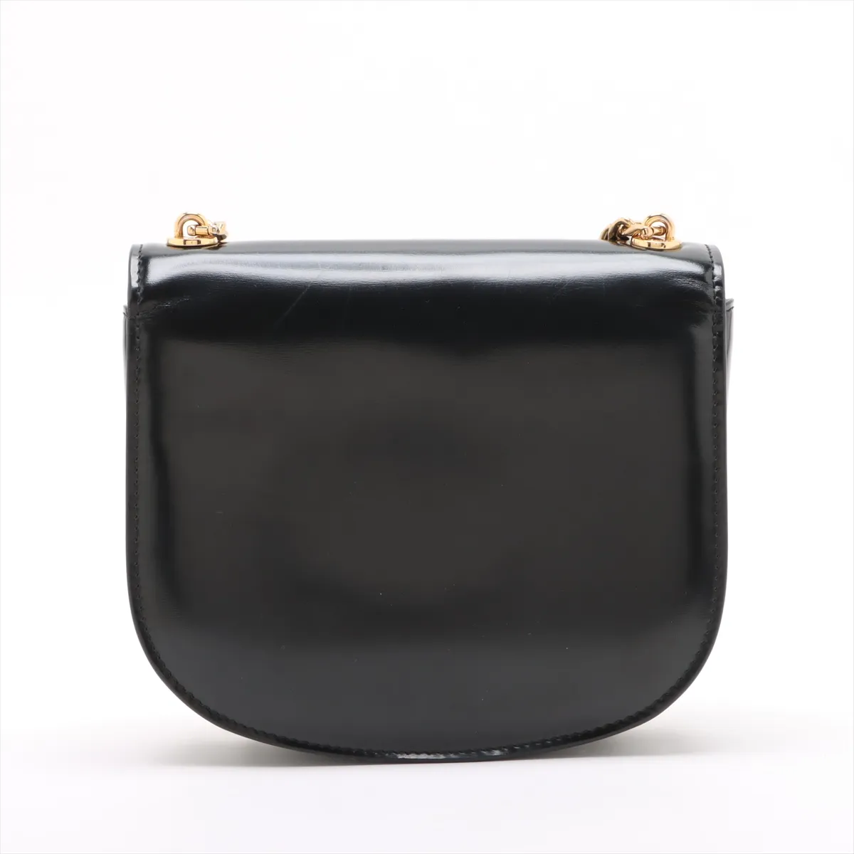 Triomphe Teen Buzas Leather Chain Shoulder Bag, Black — view 2