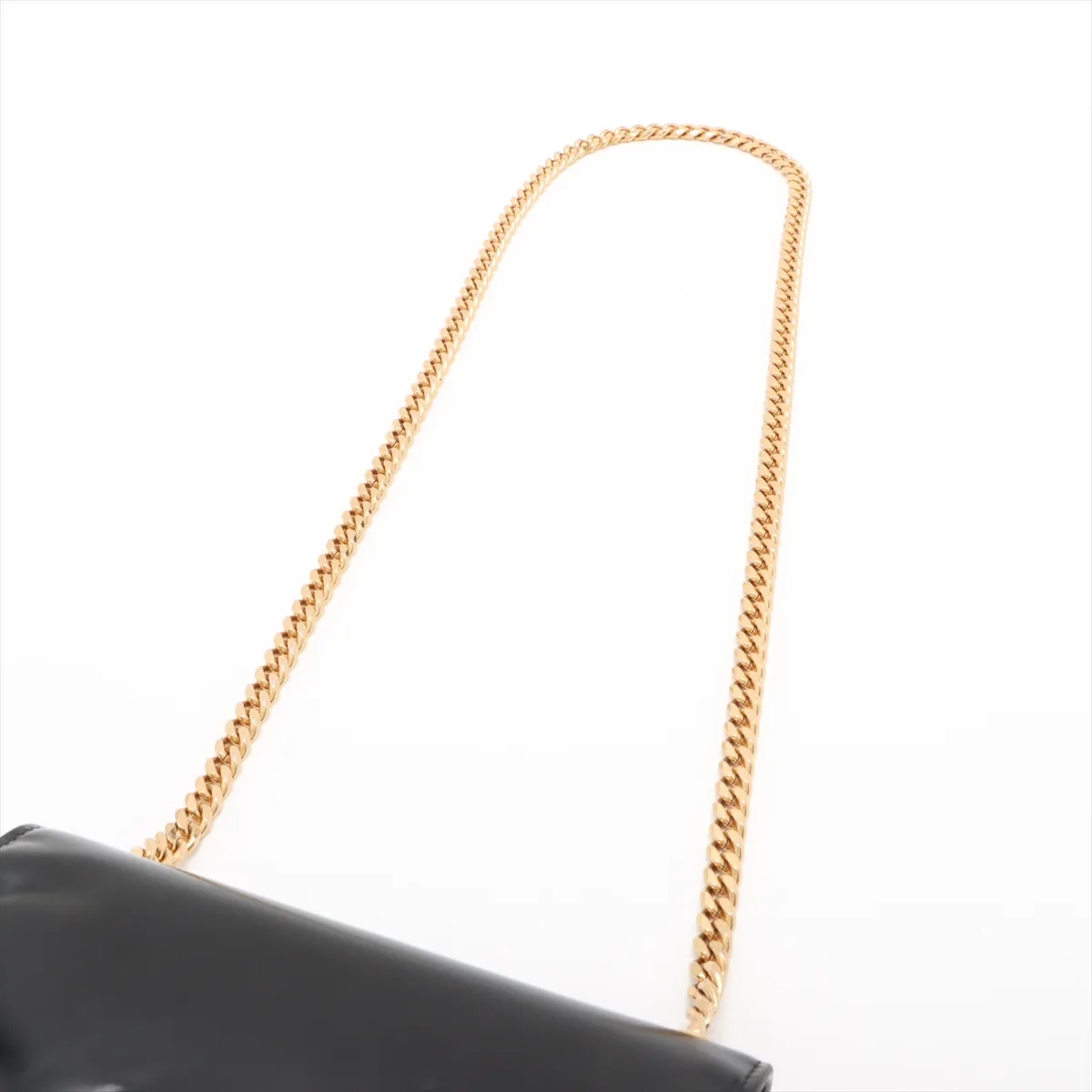 Triomphe Teen Buzas Leather Chain Shoulder Bag, Black — view 5
