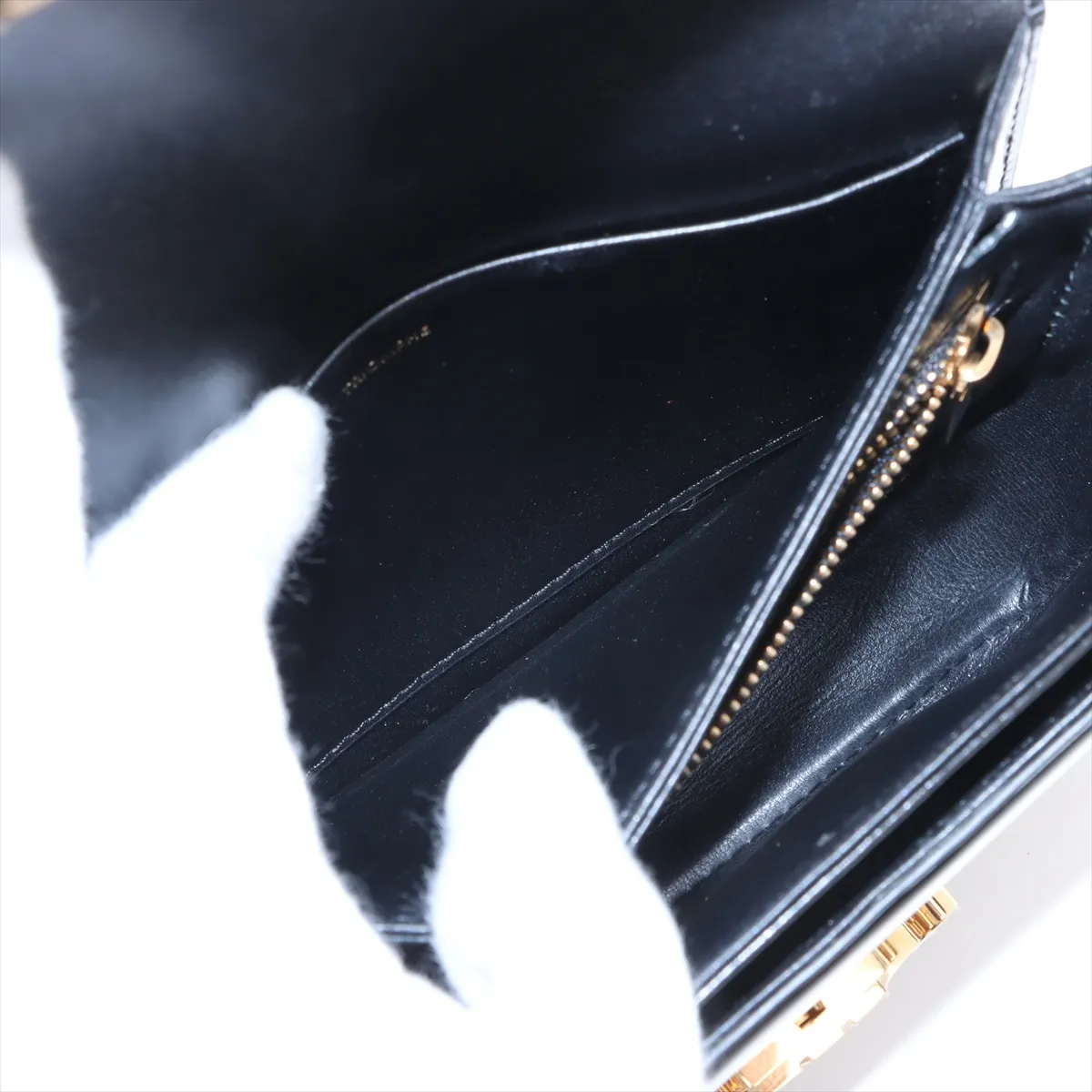 Triomphe Teen Buzas Leather Chain Shoulder Bag, Black — view 9