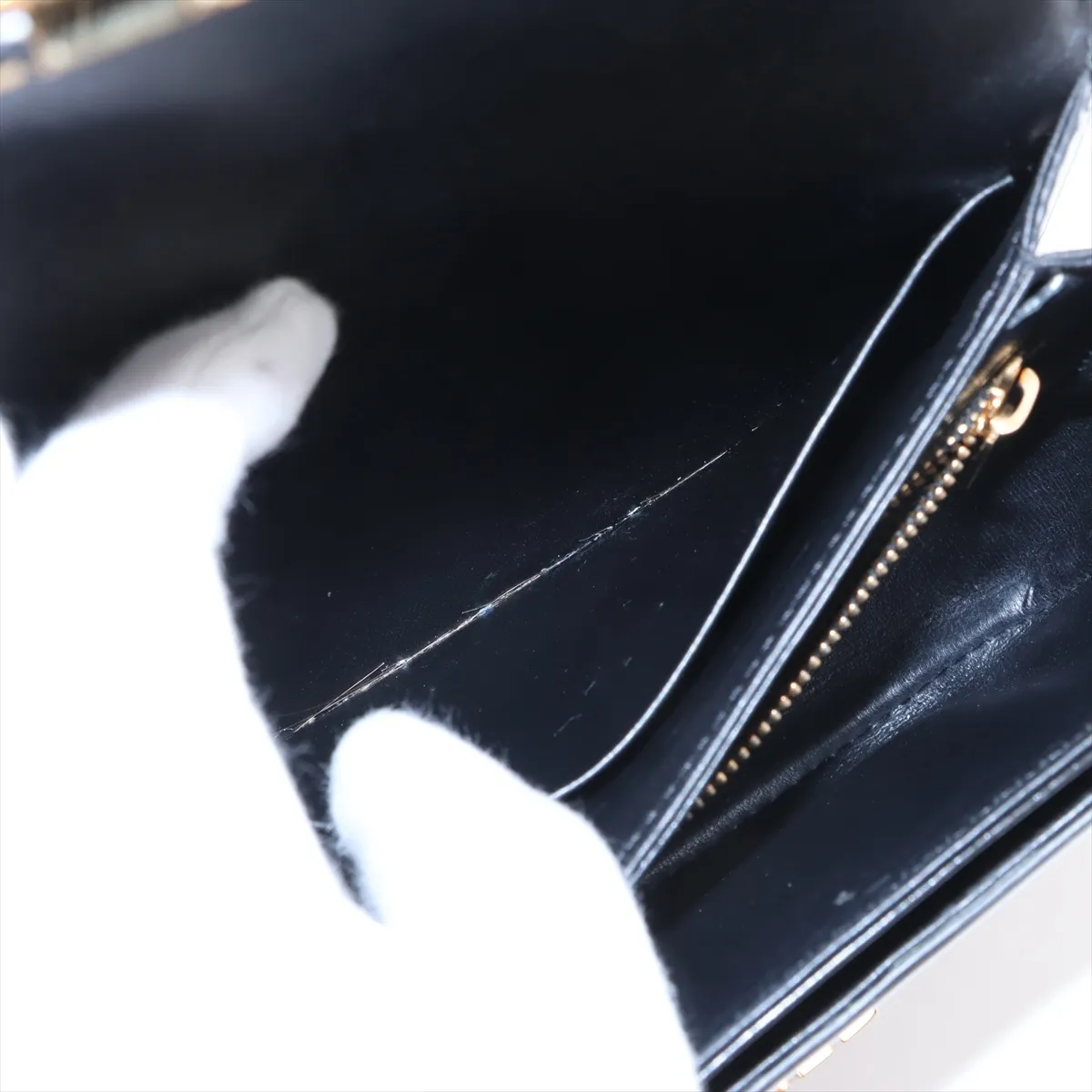 Triomphe Teen Buzas Leather Chain Shoulder Bag, Black — view 10