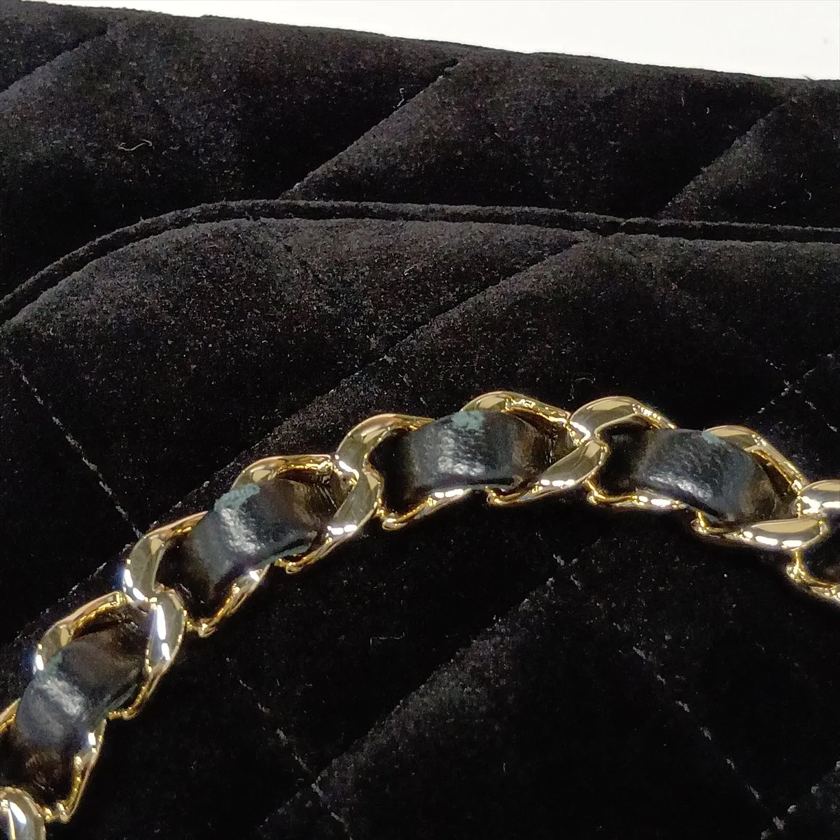 Matelassé Velvet 2-Way Handbag, Black with Gold Hardware, U5P8TP3L, Random Plate — view 14