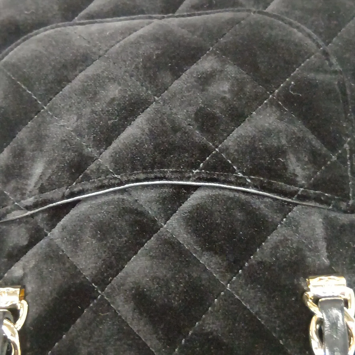 Matelassé Velvet 2-Way Handbag, Black with Gold Hardware, U5P8TP3L, Random Plate — view 15