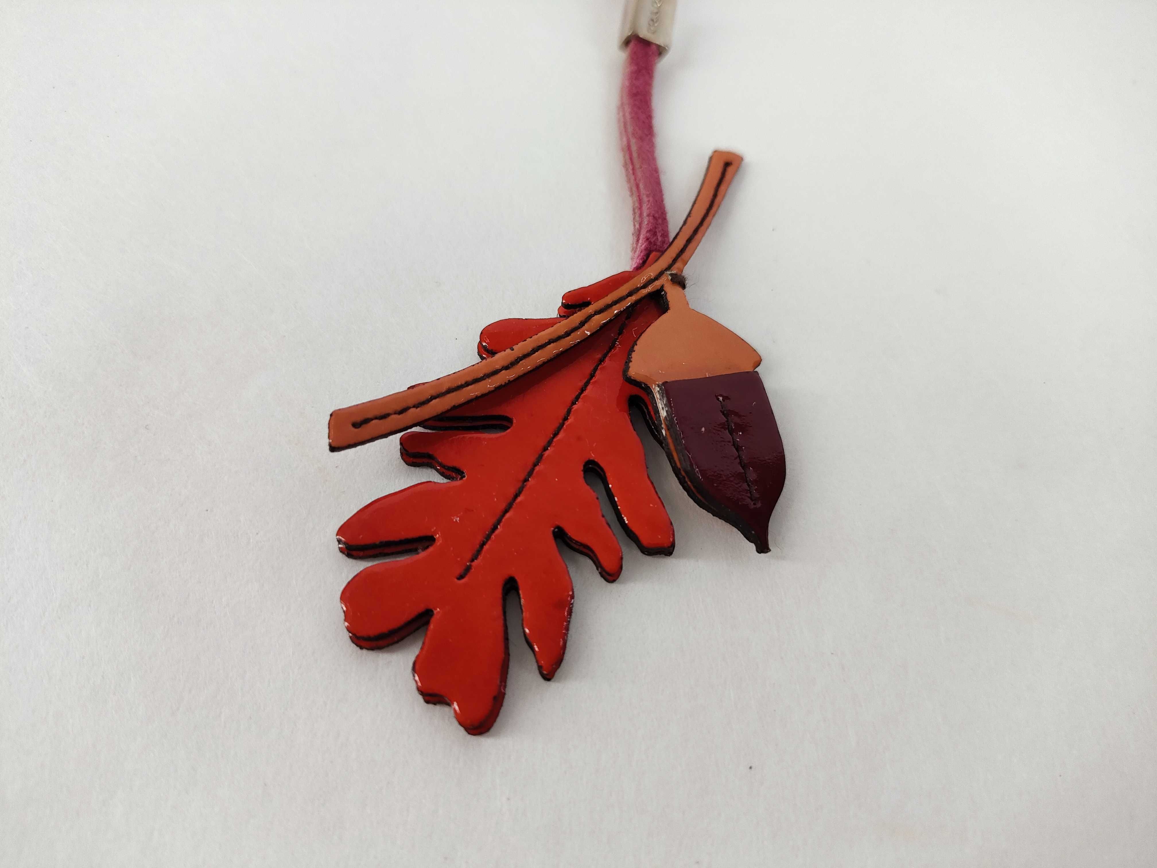 Romantic Forest Leather Autumn Leaves Red Purple Necklace — view 4