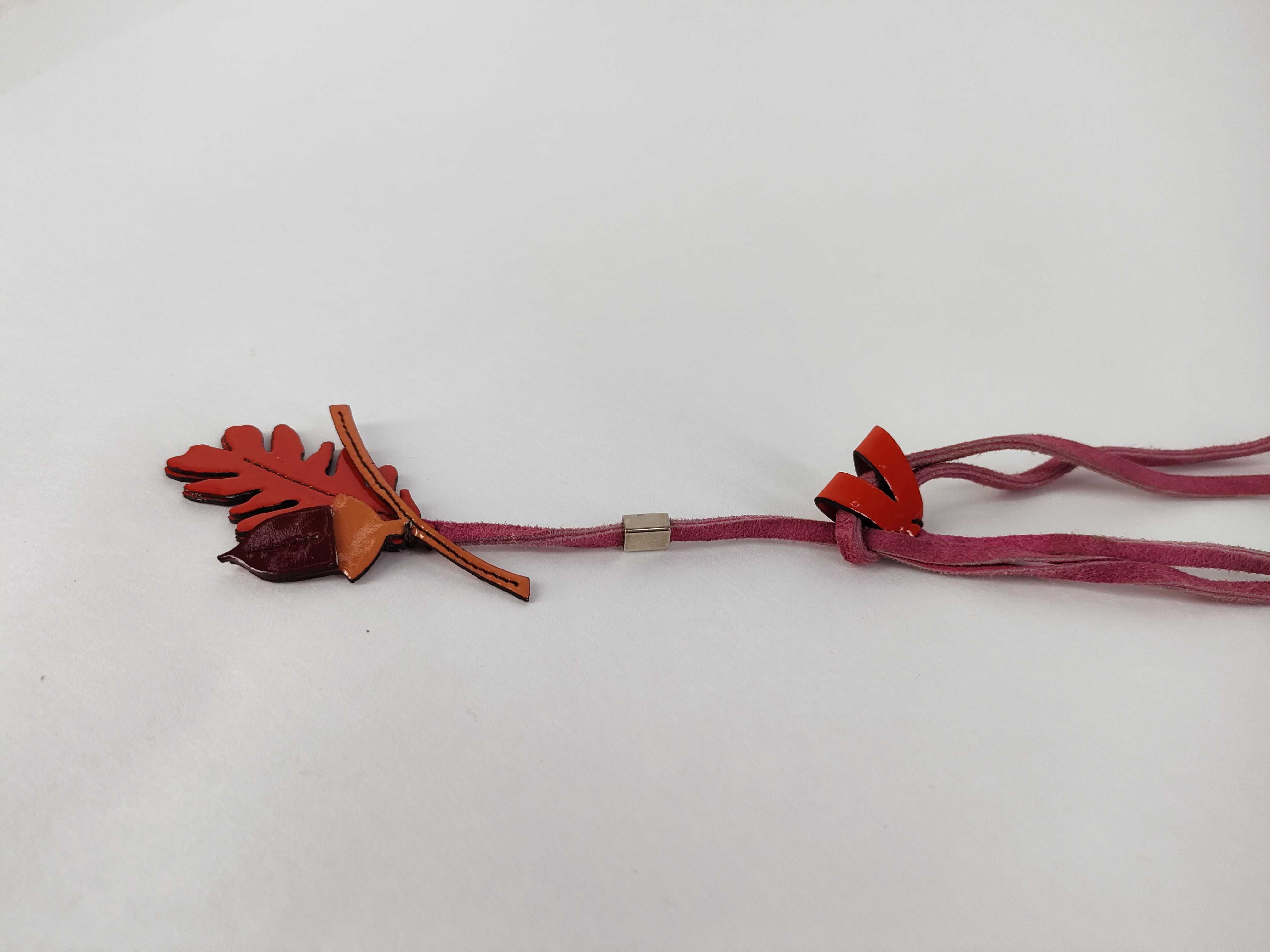 Romantic Forest Leather Autumn Leaves Red Purple Necklace — view 6