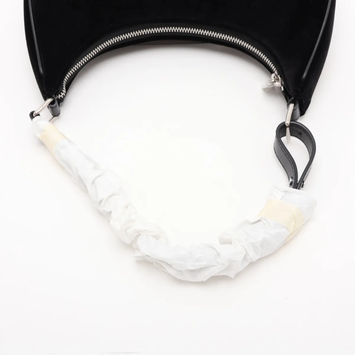 Triomphe Ava Velour x Leather x Rhinestone Shoulder Bag, Black — view 5