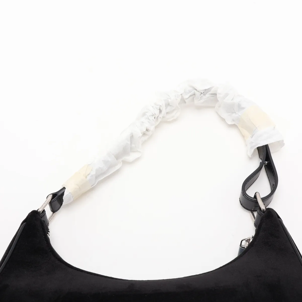 Triomphe Ava Velour x Leather x Rhinestone Shoulder Bag, Black — view 6