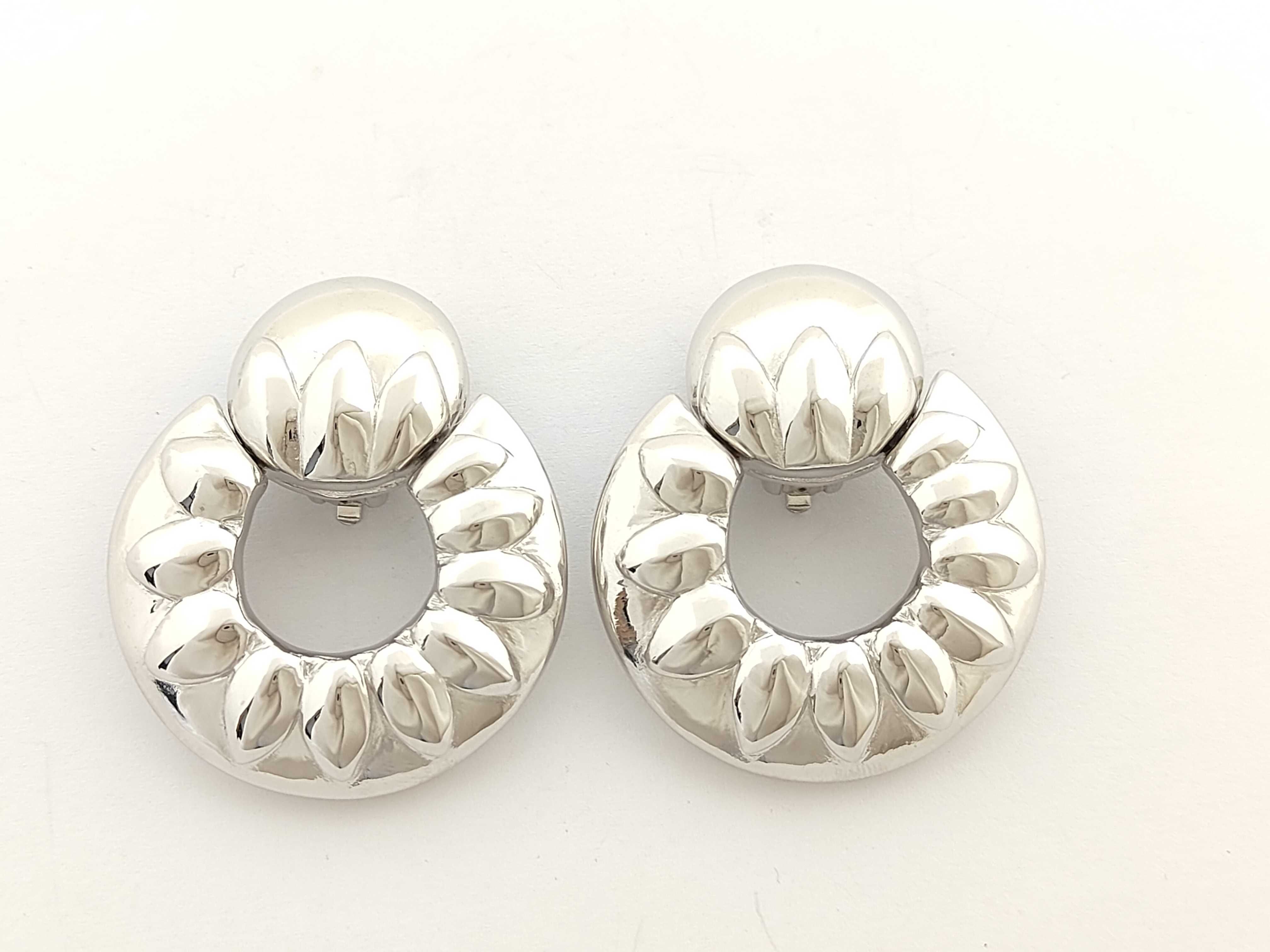 Vintage Large Circle Silver Earrings (35.9g) — view 2