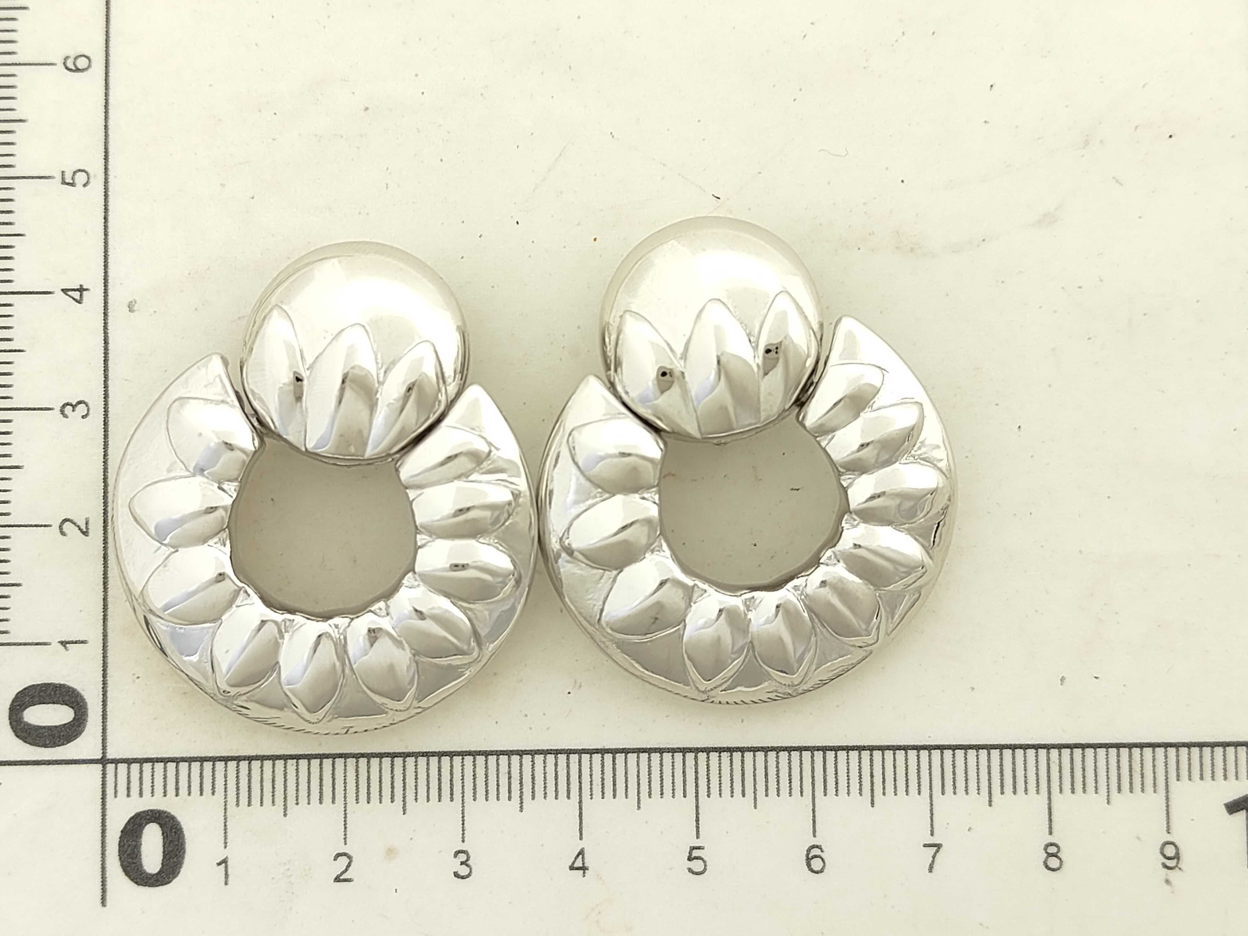 Vintage Large Circle Silver Earrings (35.9g) — view 10