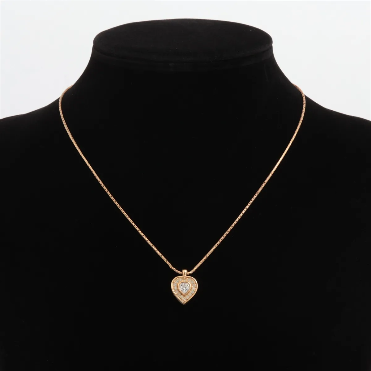 Heart Necklace, GP x Rhinestone, Gold. Shows — view 4