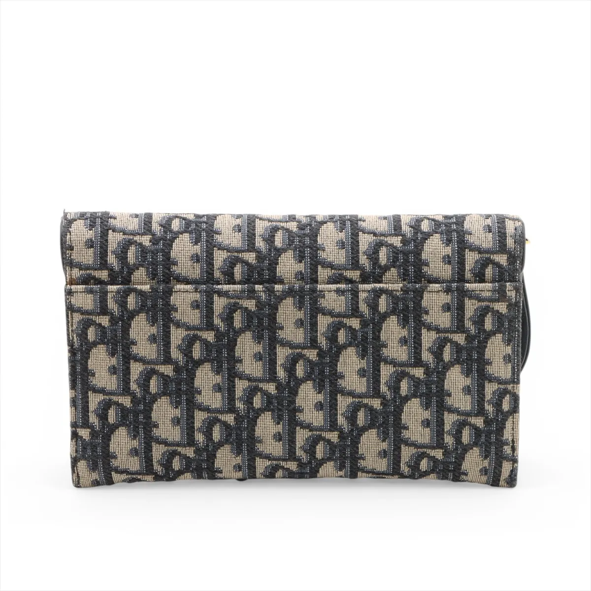 Oblique Saddle Canvas x Leather Chain Wallet, Navy — view 2