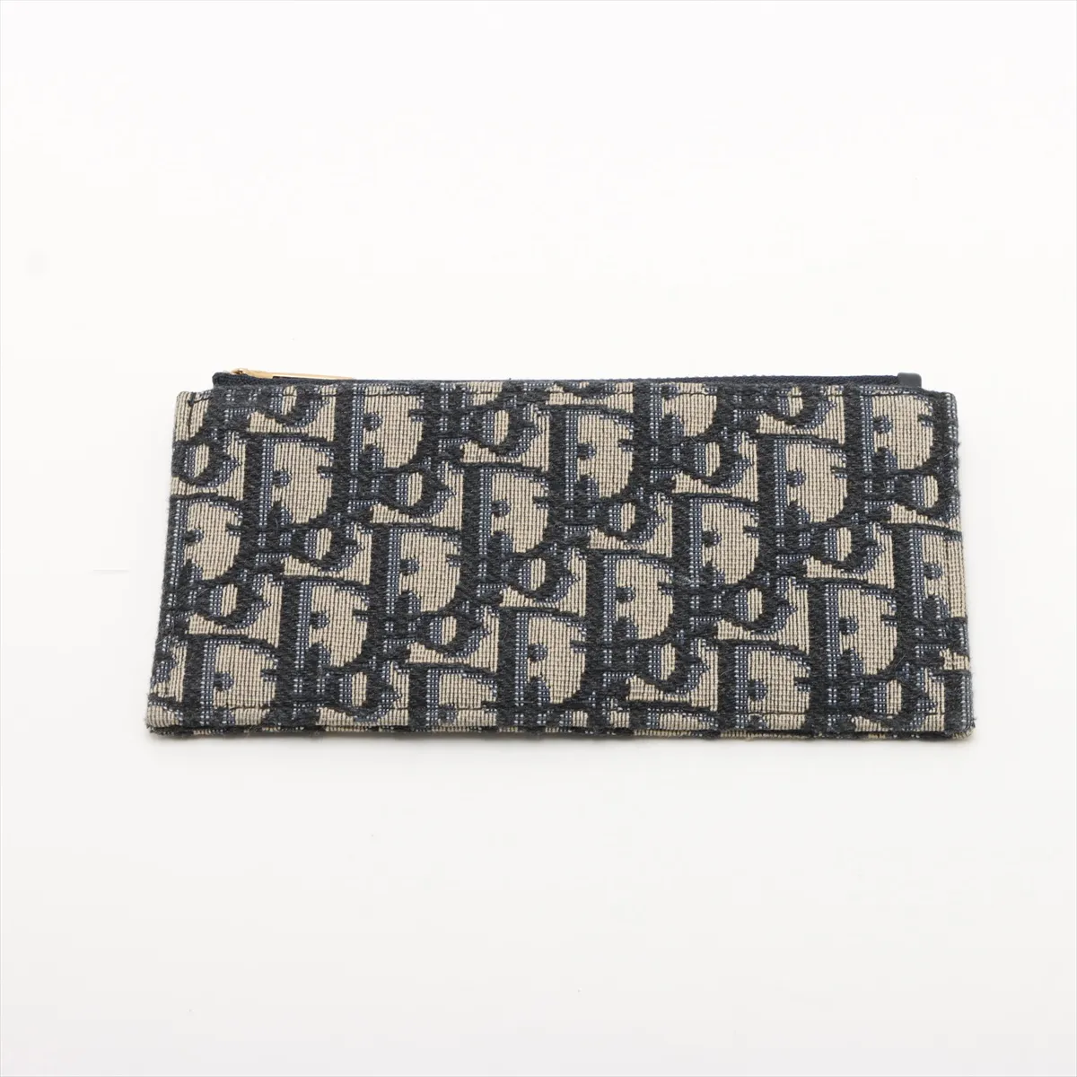 Oblique Saddle Canvas x Leather Chain Wallet, Navy — view 12