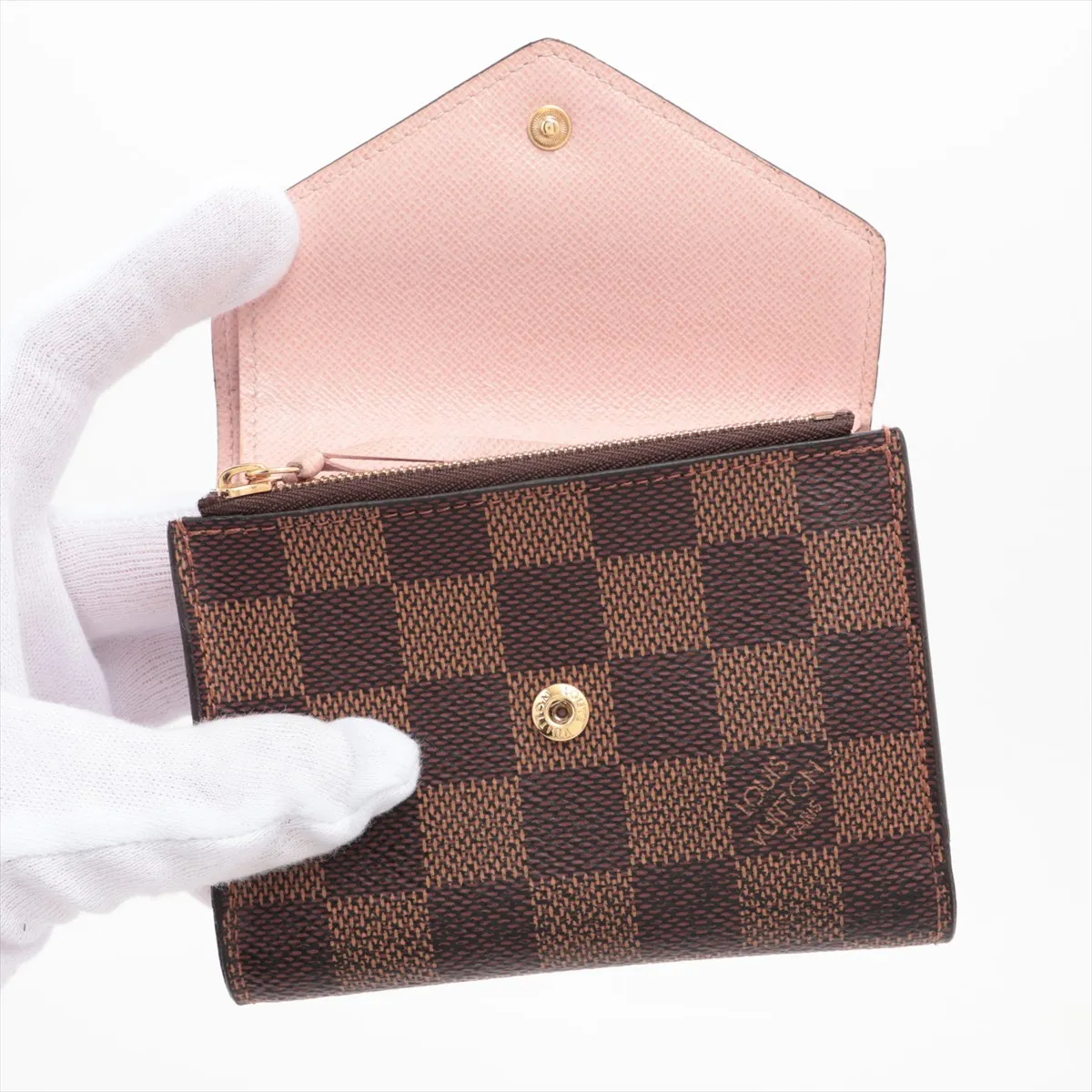 Damier Portefeuille Victorine N61700 NZ4109 Brown x Pink Compact Wallet — view 3