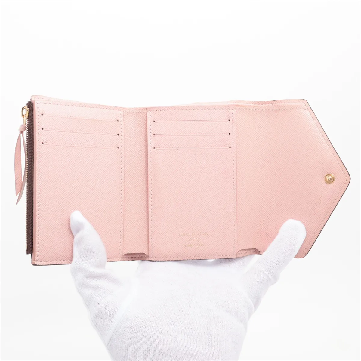 Damier Portefeuille Victorine N61700 NZ4109 Brown x Pink Compact Wallet — view 4