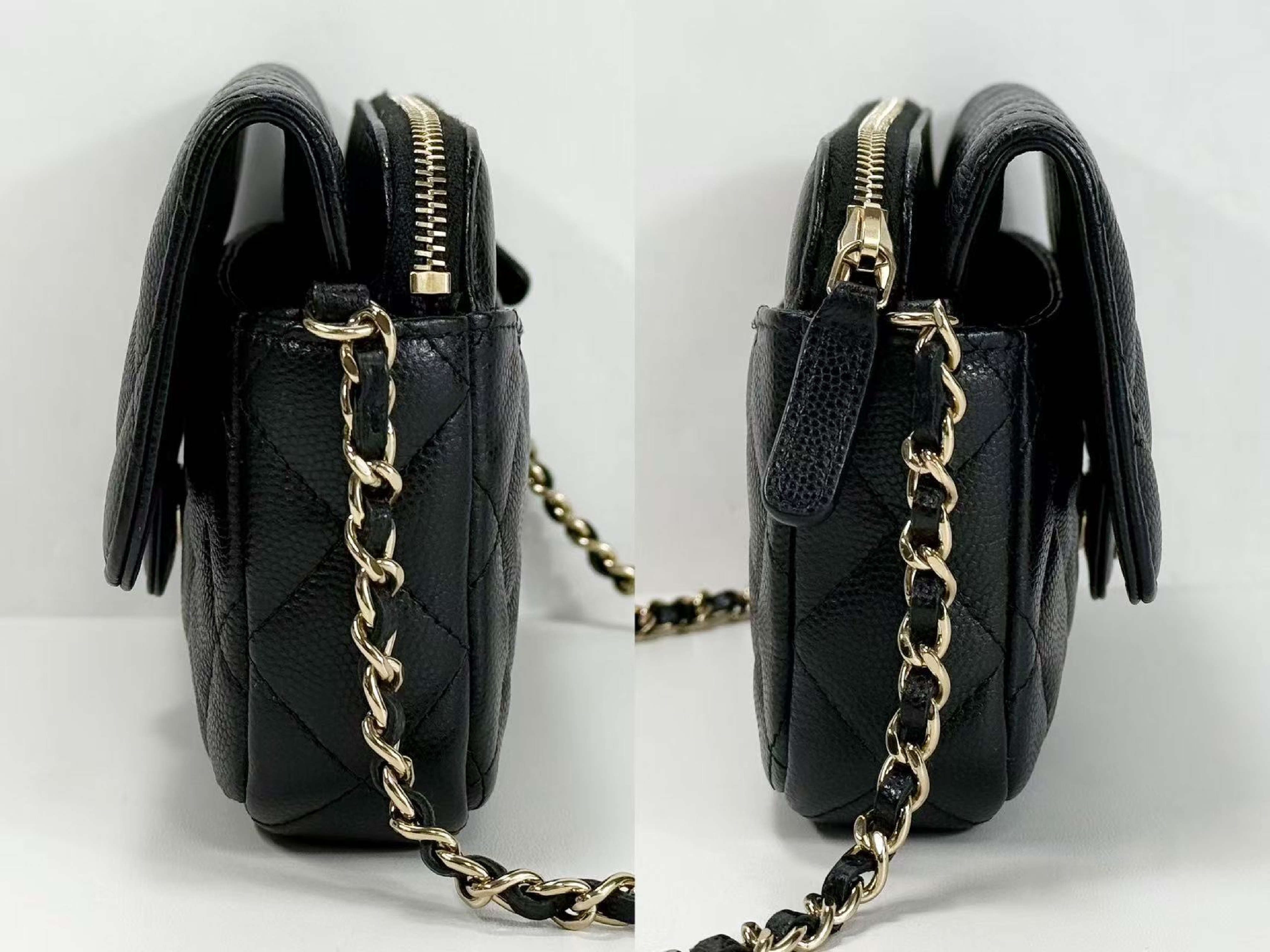 Black Caviar Skin Matelassé WOC W18/H11/D4cm approx. 31 series [Includes dust bag, authenticity card, and seal] Gold hardware Shoulder bag 31219429 — view 12
