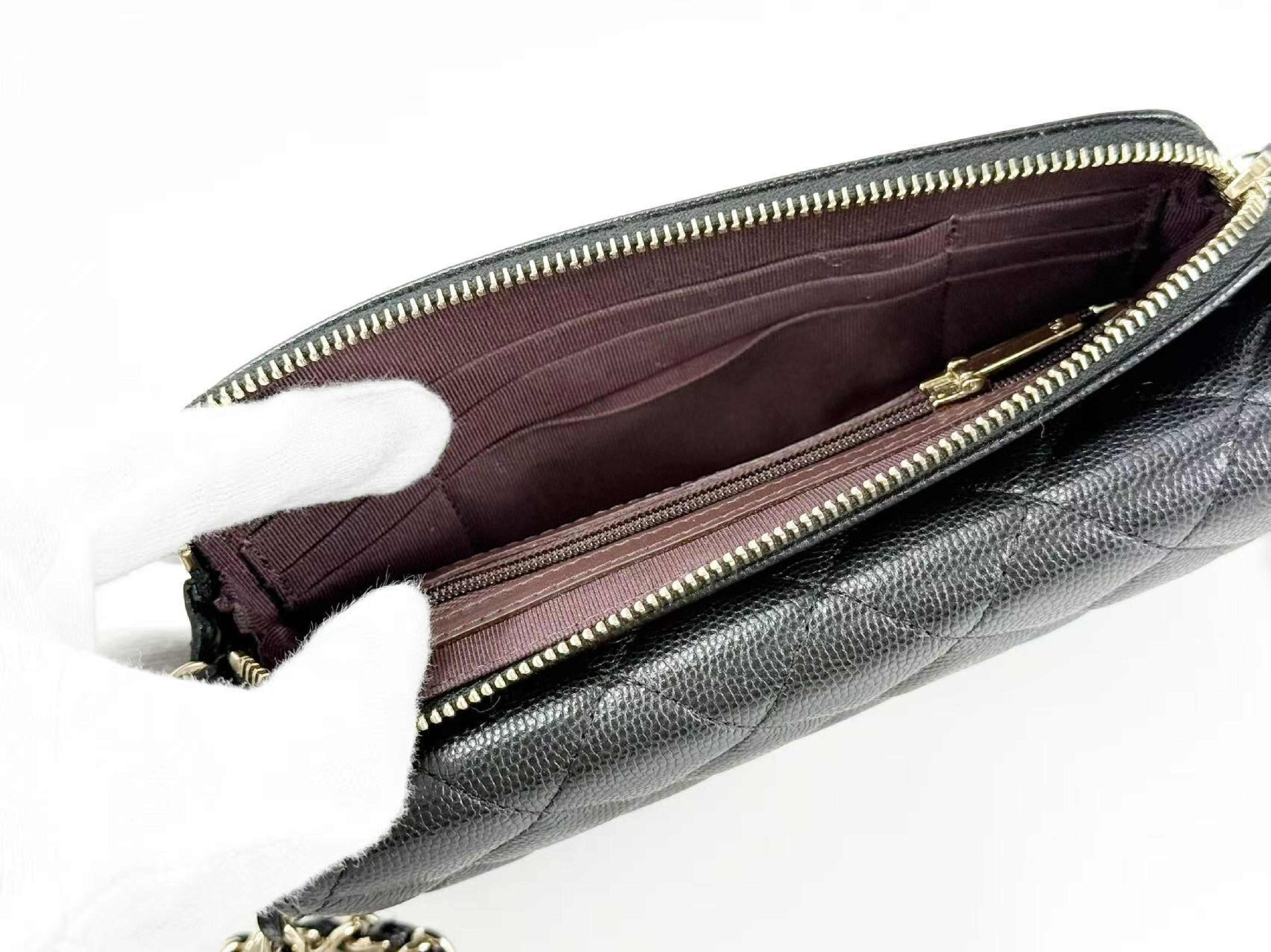 Black Caviar Skin Matelassé WOC W18/H11/D4cm approx. 31 series [Includes dust bag, authenticity card, and seal] Gold hardware Shoulder bag 31219429 — view 14