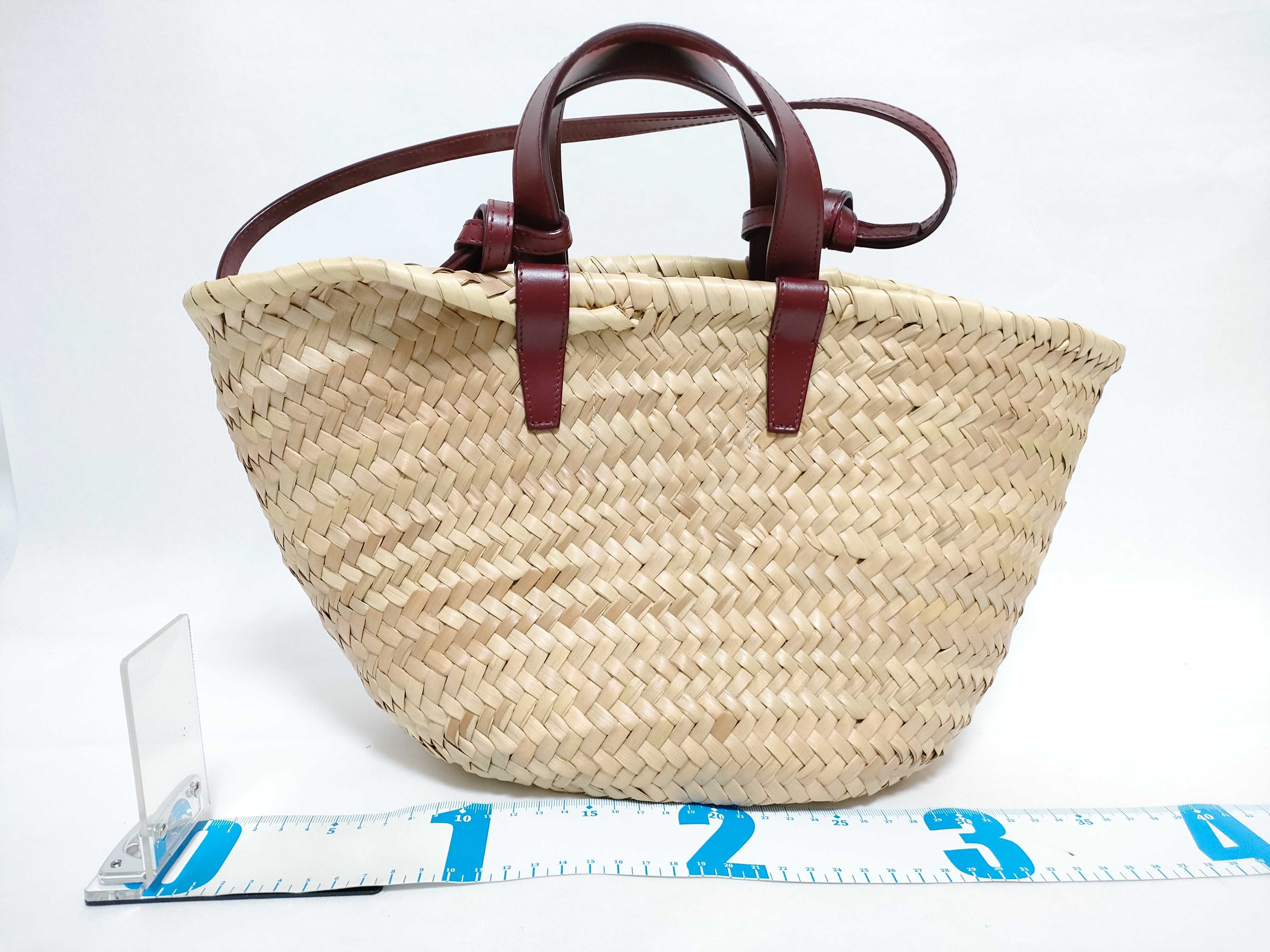 ID - Triomphe Panier Raffia x Cowskin Straw bag Beige - Maroon handbag — view 2