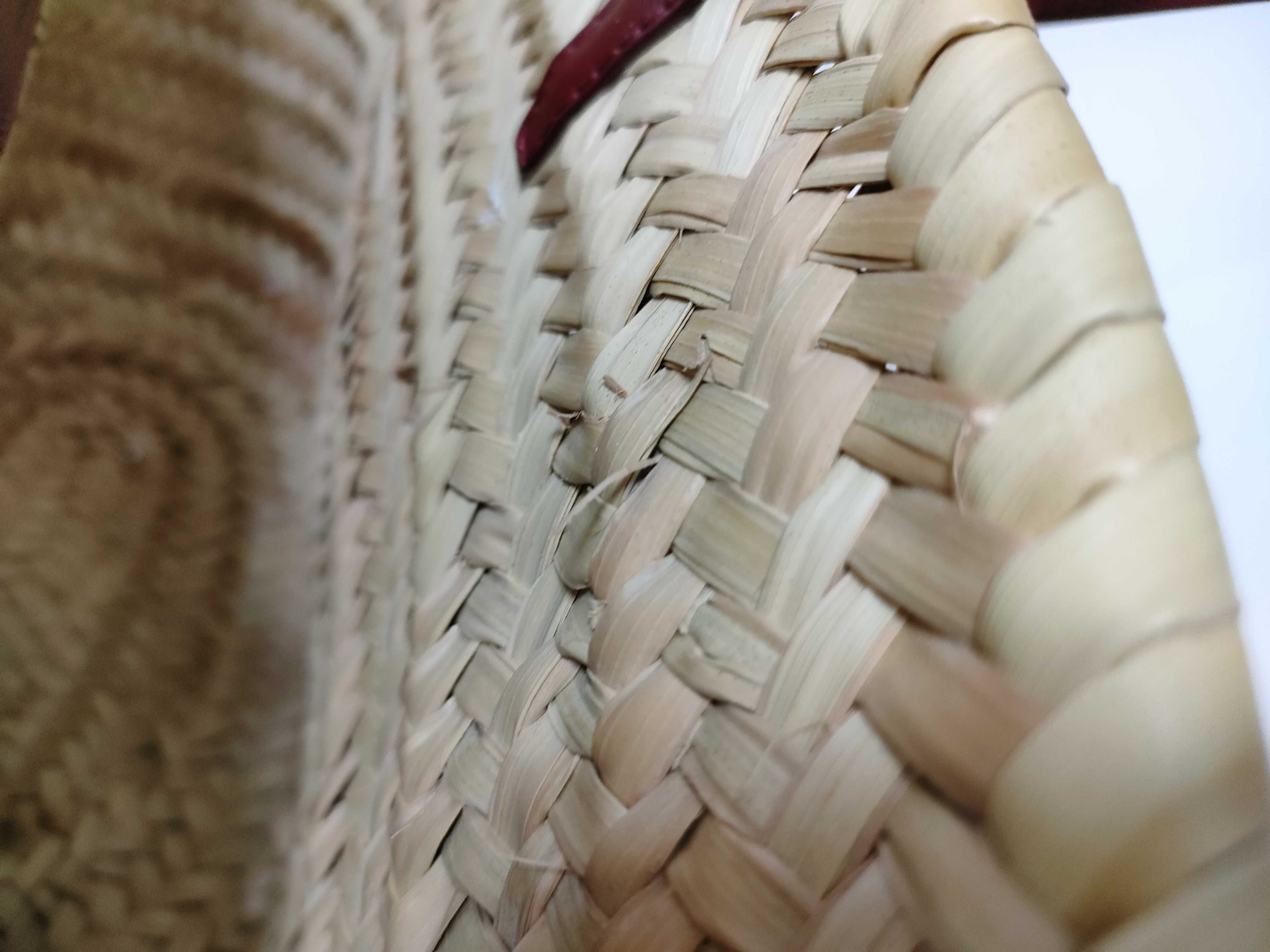 ID - Triomphe Panier Raffia x Cowskin Straw bag Beige - Maroon handbag — view 12