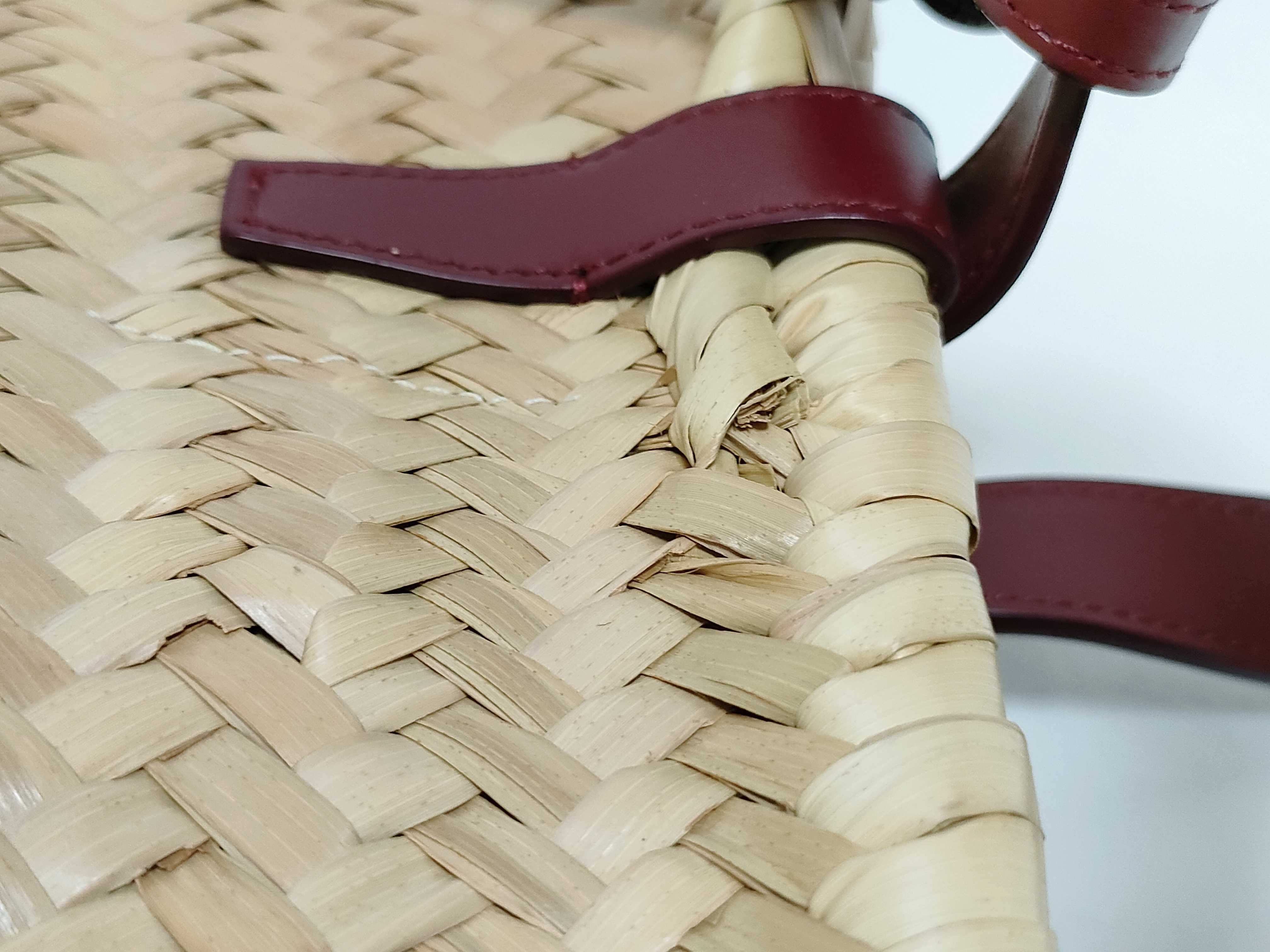 ID - Triomphe Panier Raffia x Cowskin Straw bag Beige - Maroon handbag — view 13