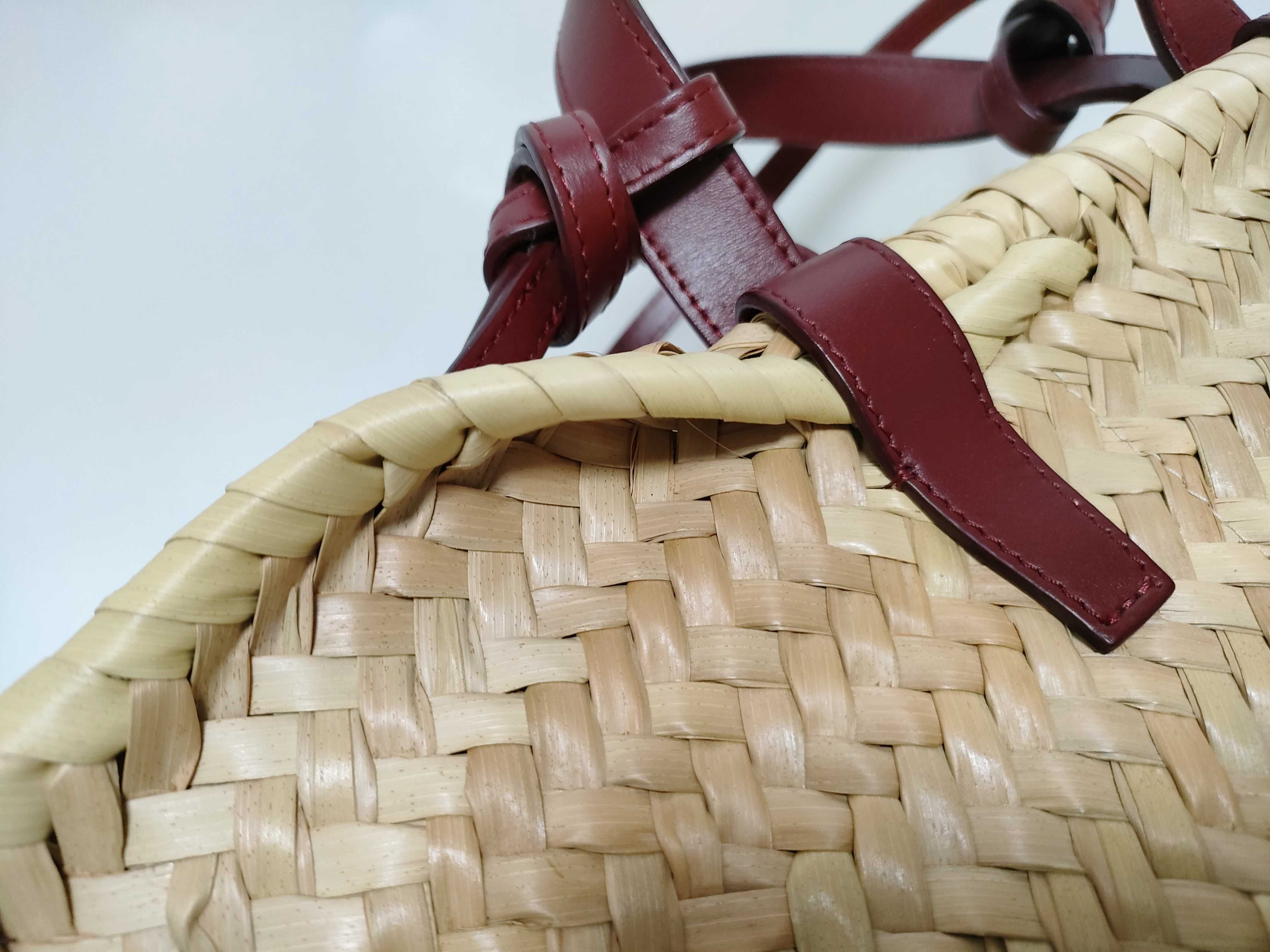 ID - Triomphe Panier Raffia x Cowskin Straw bag Beige - Maroon handbag — view 14