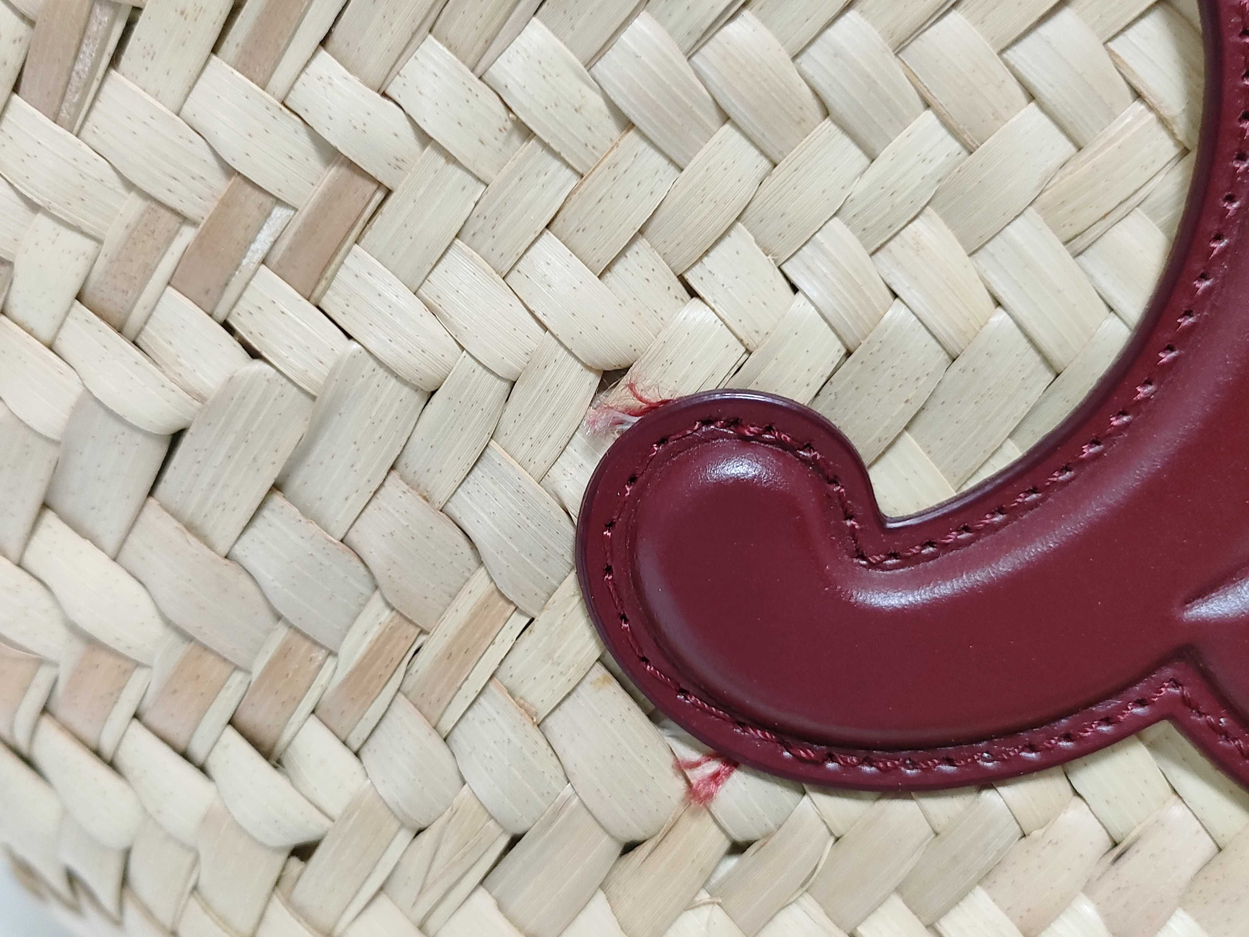 ID - Triomphe Panier Raffia x Cowskin Straw bag Beige - Maroon handbag — view 15