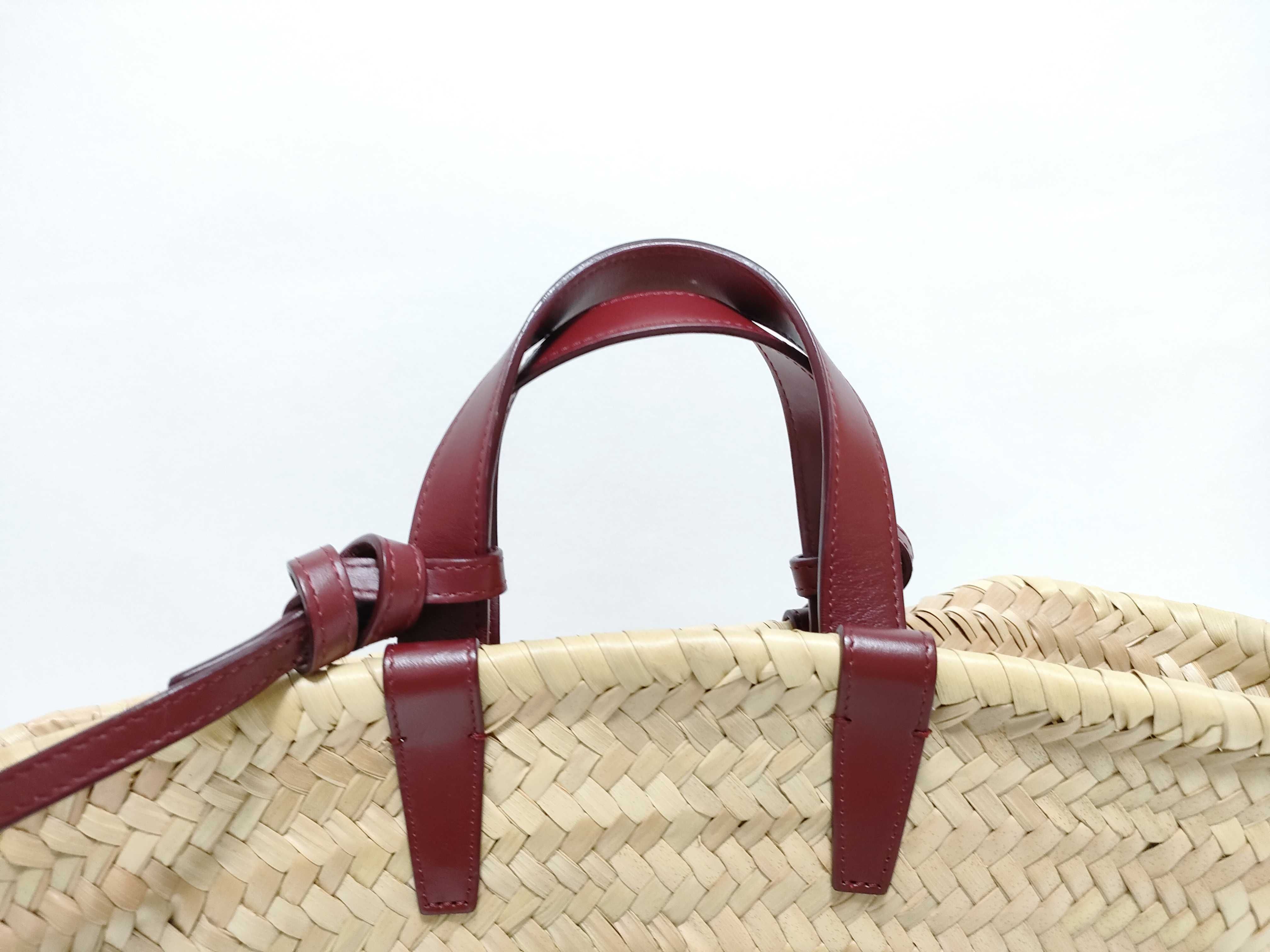 ID - Triomphe Panier Raffia x Cowskin Straw bag Beige - Maroon handbag — view 3