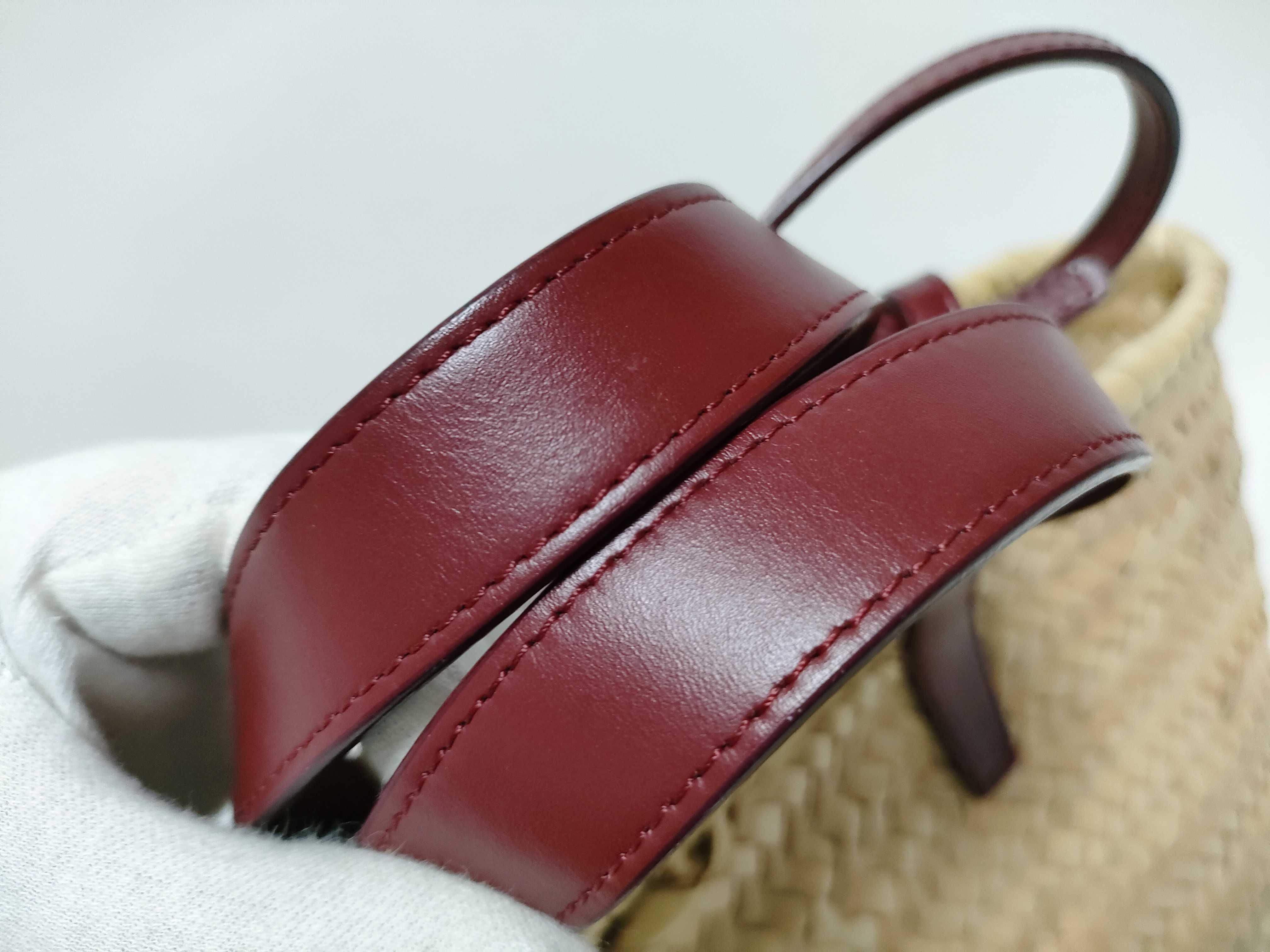 ID - Triomphe Panier Raffia x Cowskin Straw bag Beige - Maroon handbag — view 4