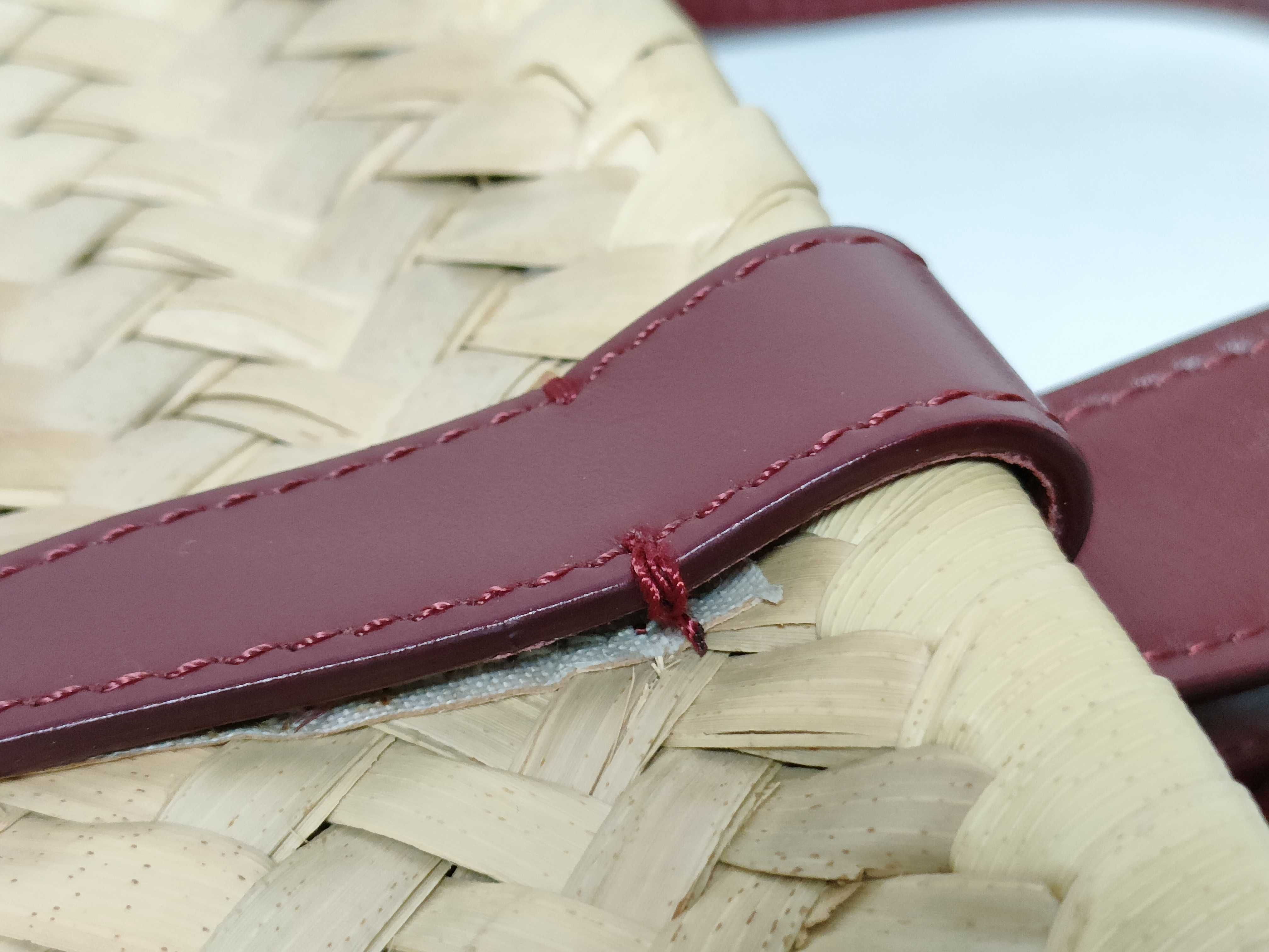 ID - Triomphe Panier Raffia x Cowskin Straw bag Beige - Maroon handbag — view 5