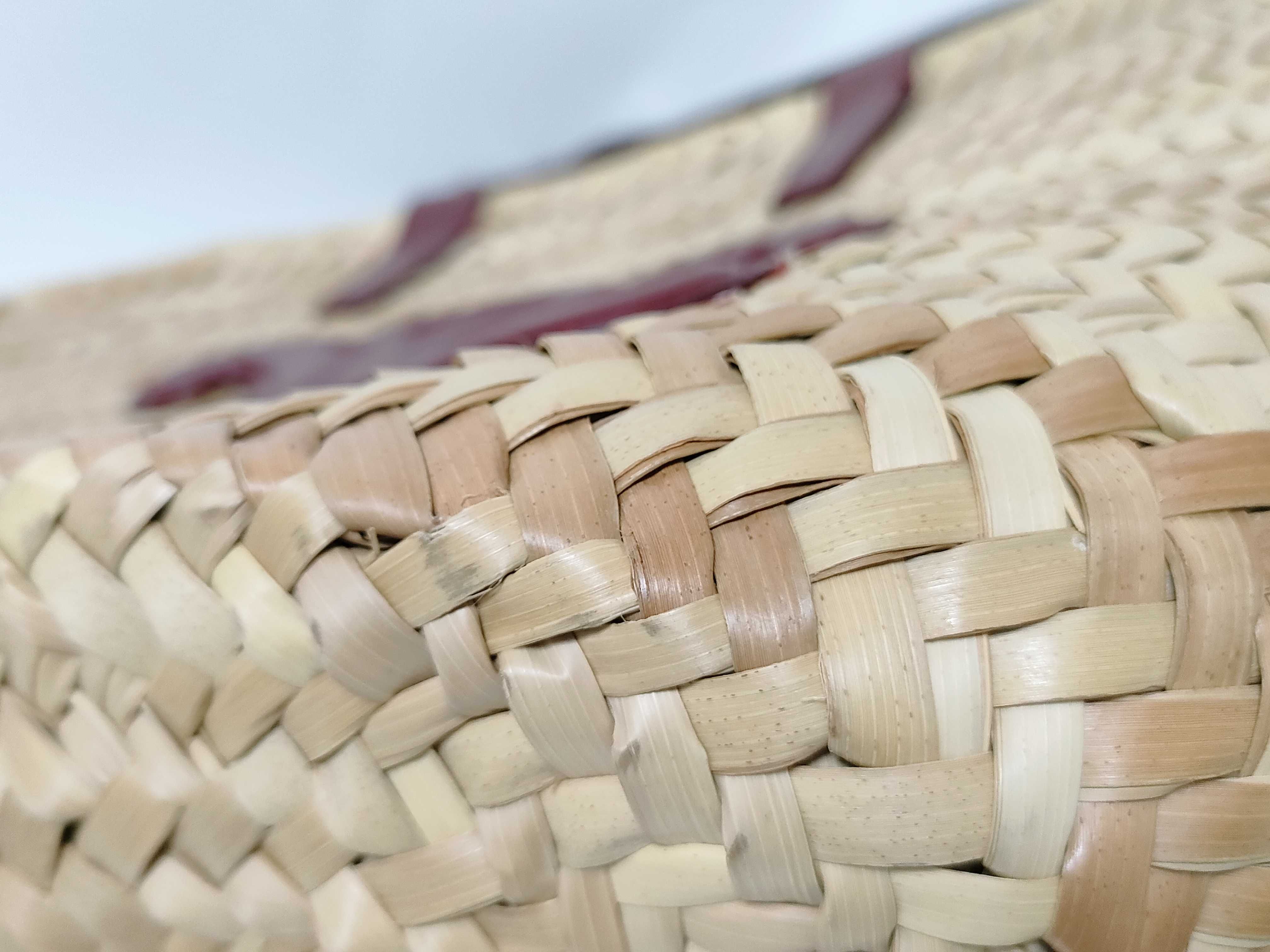 ID - Triomphe Panier Raffia x Cowskin Straw bag Beige - Maroon handbag — view 7