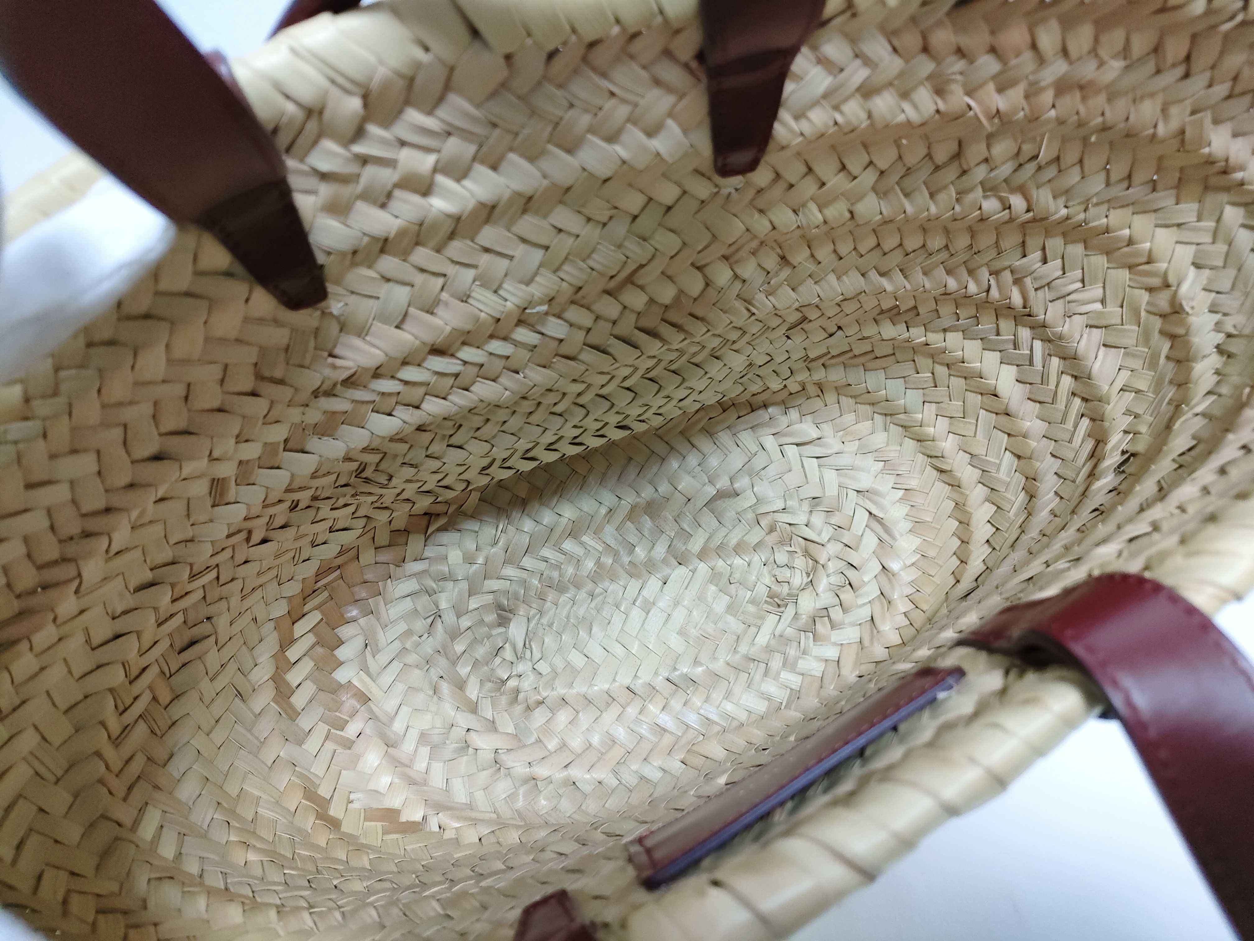 ID - Triomphe Panier Raffia x Cowskin Straw bag Beige - Maroon handbag — view 10