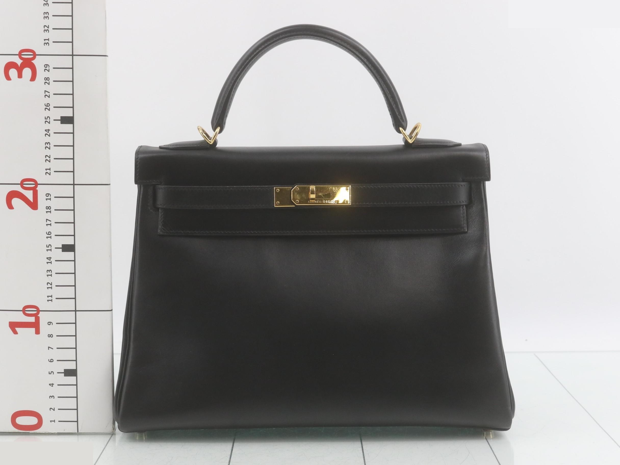 Kelly 32, Box Calf, Black, Gold Hardware, E Stamp — view 2