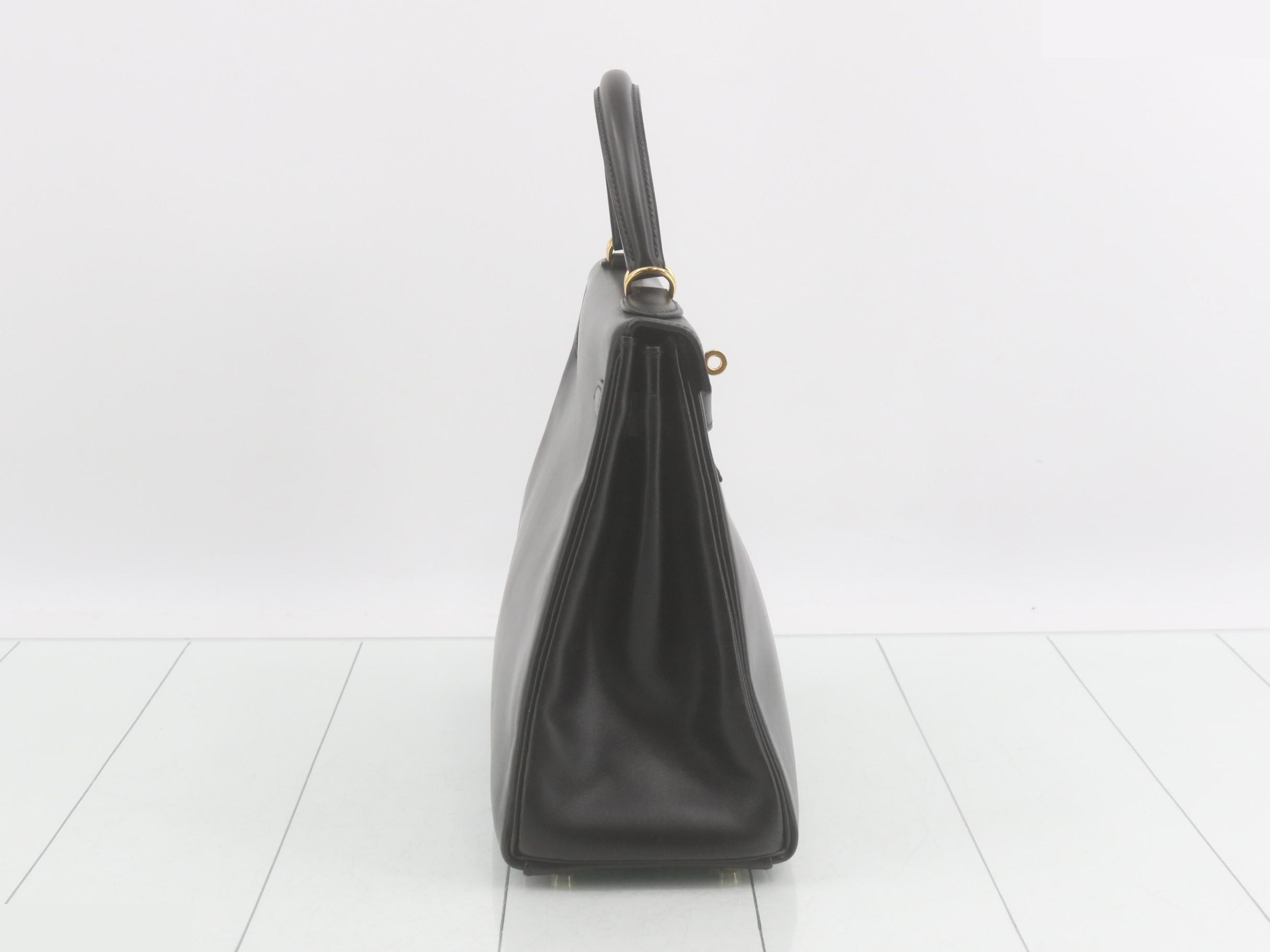 Kelly 32, Box Calf, Black, Gold Hardware, E Stamp — view 5