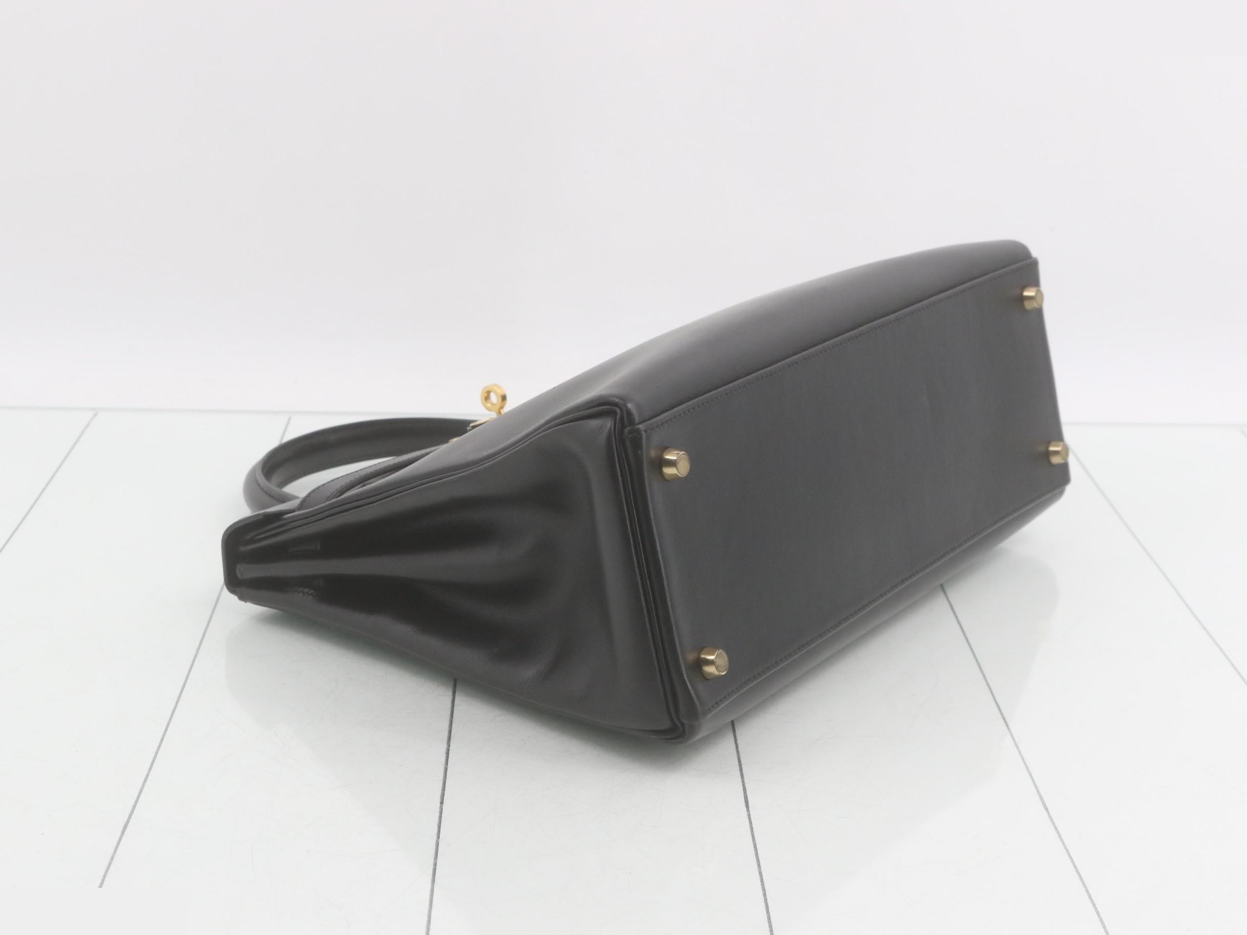Kelly 32, Box Calf, Black, Gold Hardware, E Stamp — view 6