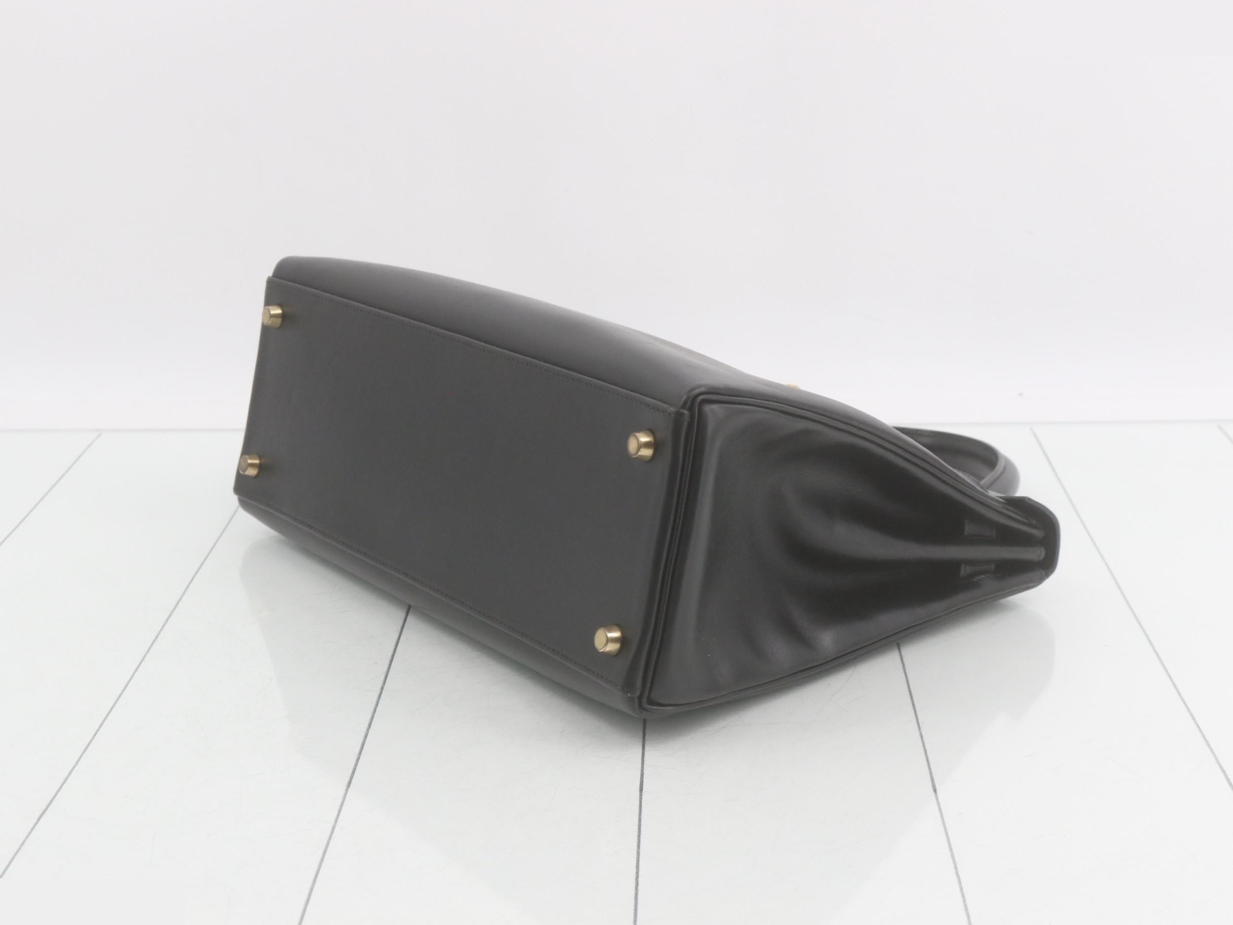 Kelly 32, Box Calf, Black, Gold Hardware, E Stamp — view 7