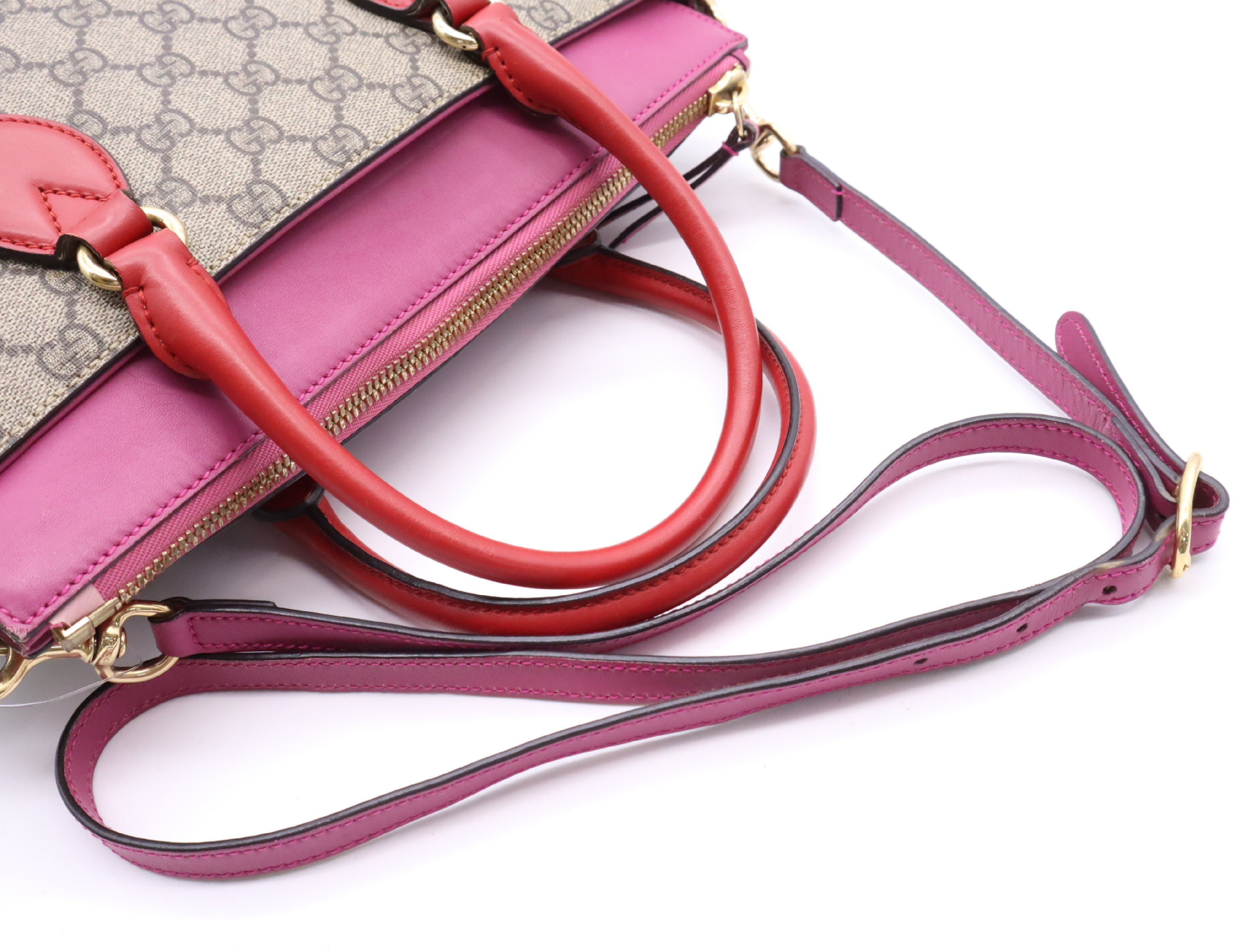 2409534 GG Supreme 2-Way Handbag with Shoulder Strap, Pink Handbag — view 12