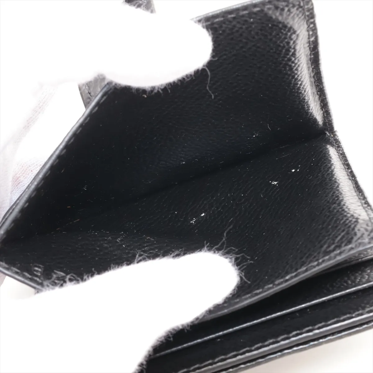 leather compact wallet black — view 4
