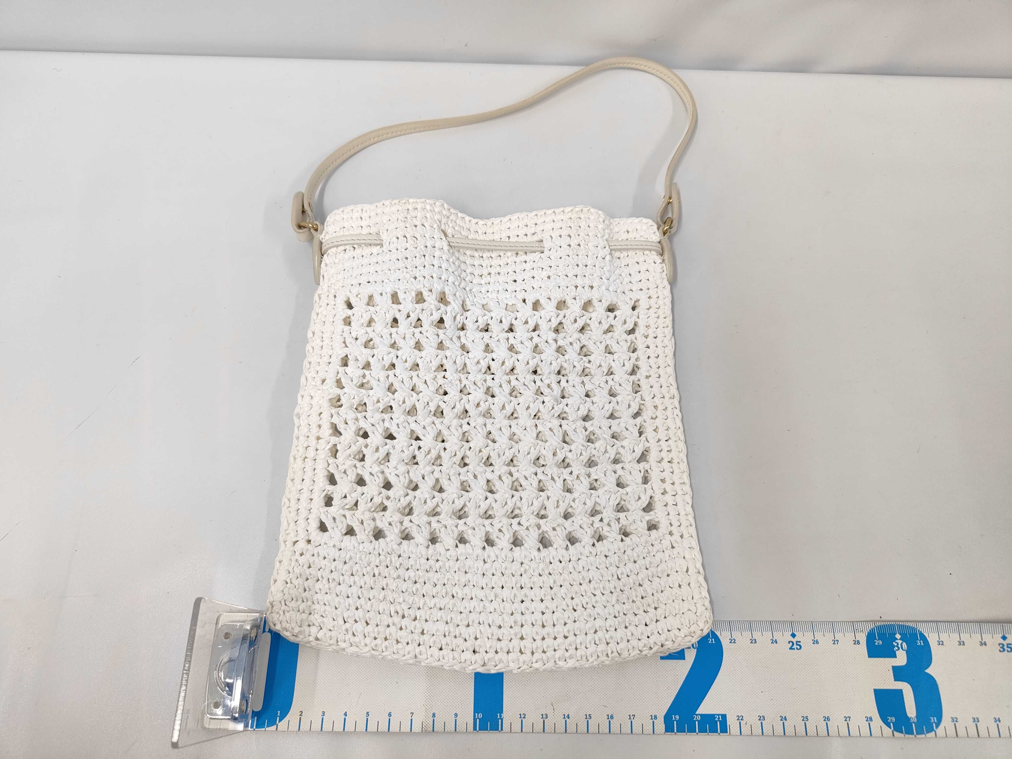 Woven Fabric Mini Bag White Pouch — view 2