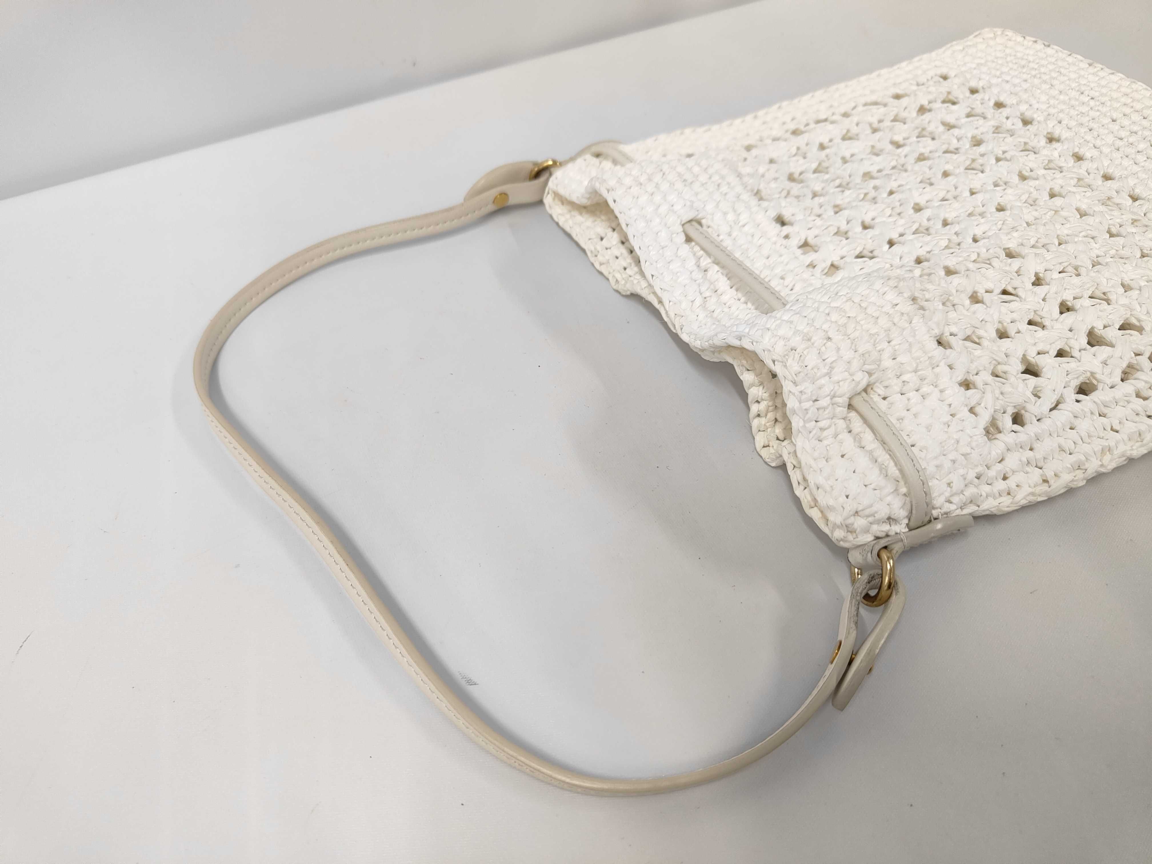 Woven Fabric Mini Bag White Pouch — view 5