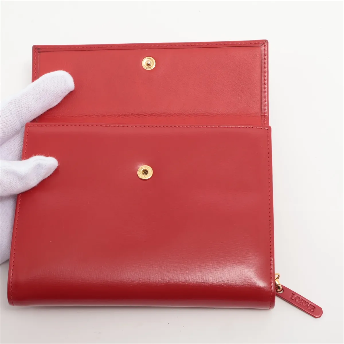Leather Compact Wallet Red — view 3