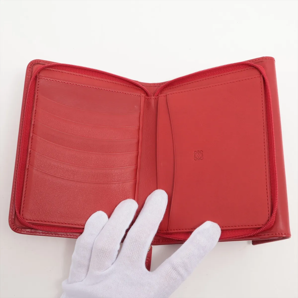 Leather Compact Wallet Red — view 4