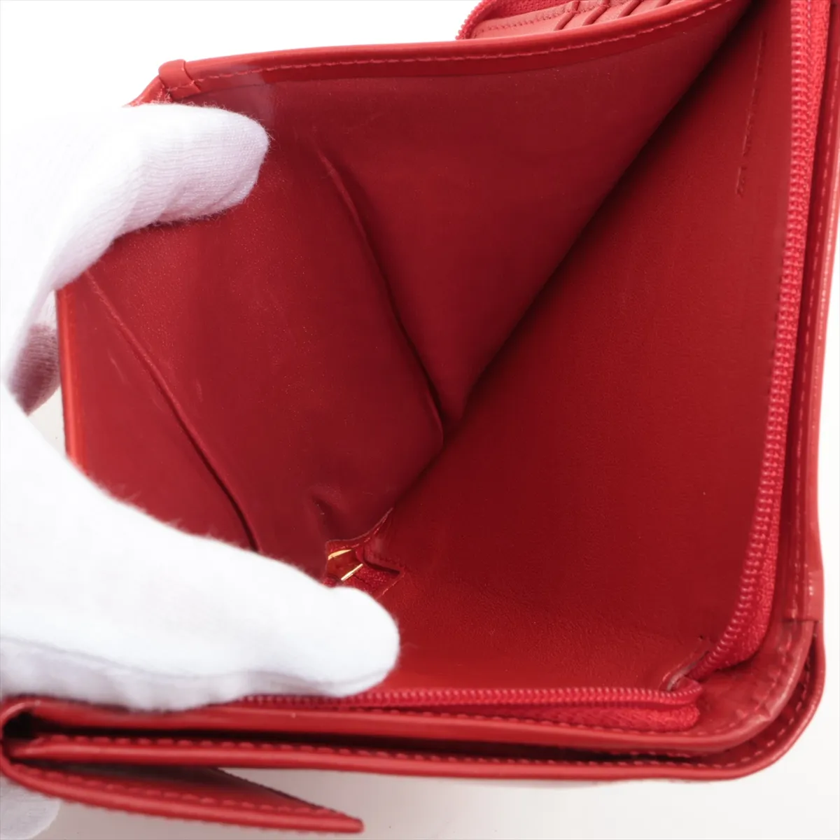 Leather Compact Wallet Red — view 5