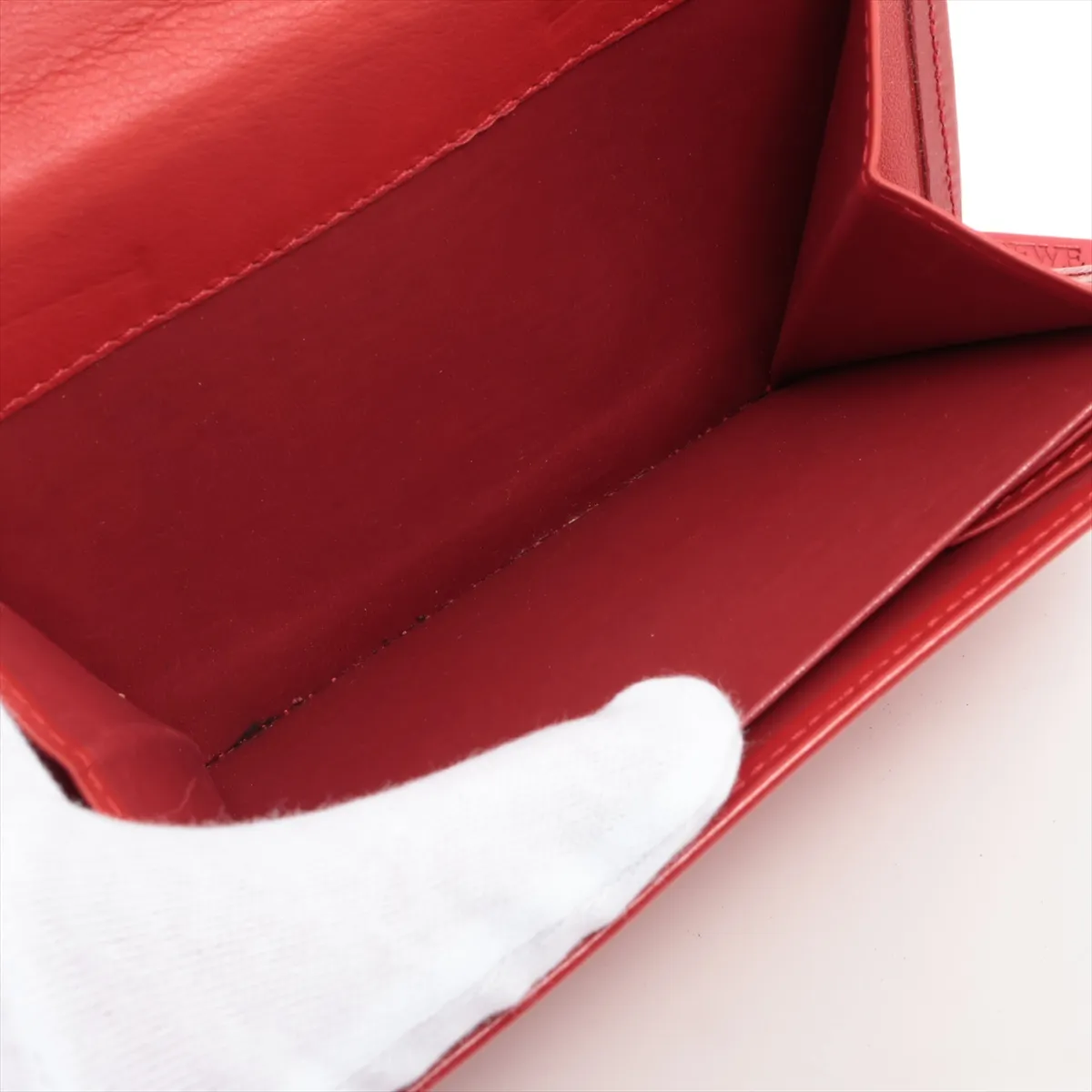 Leather Compact Wallet Red — view 6