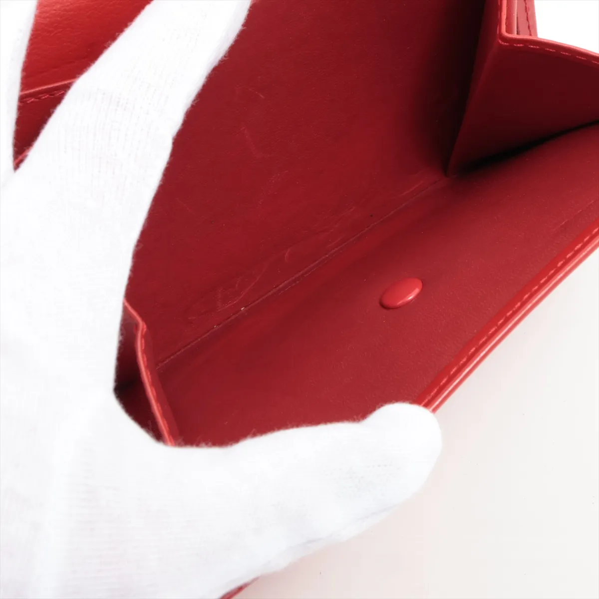 Leather Compact Wallet Red — view 7