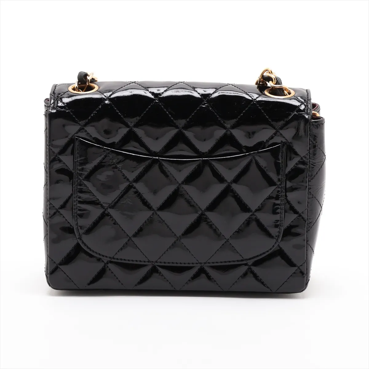 Mini Matelassé 17 Patent Leather Single Flap Single Chain Bag, Black with Gold Hardware, 1942417, Series 1, A01115 — view 2