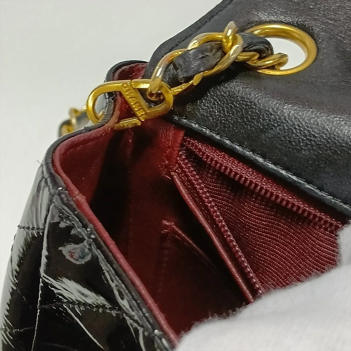Mini Matelassé 17 Patent Leather Single Flap Single Chain Bag, Black with Gold Hardware, 1942417, Series 1, A01115 — view 13